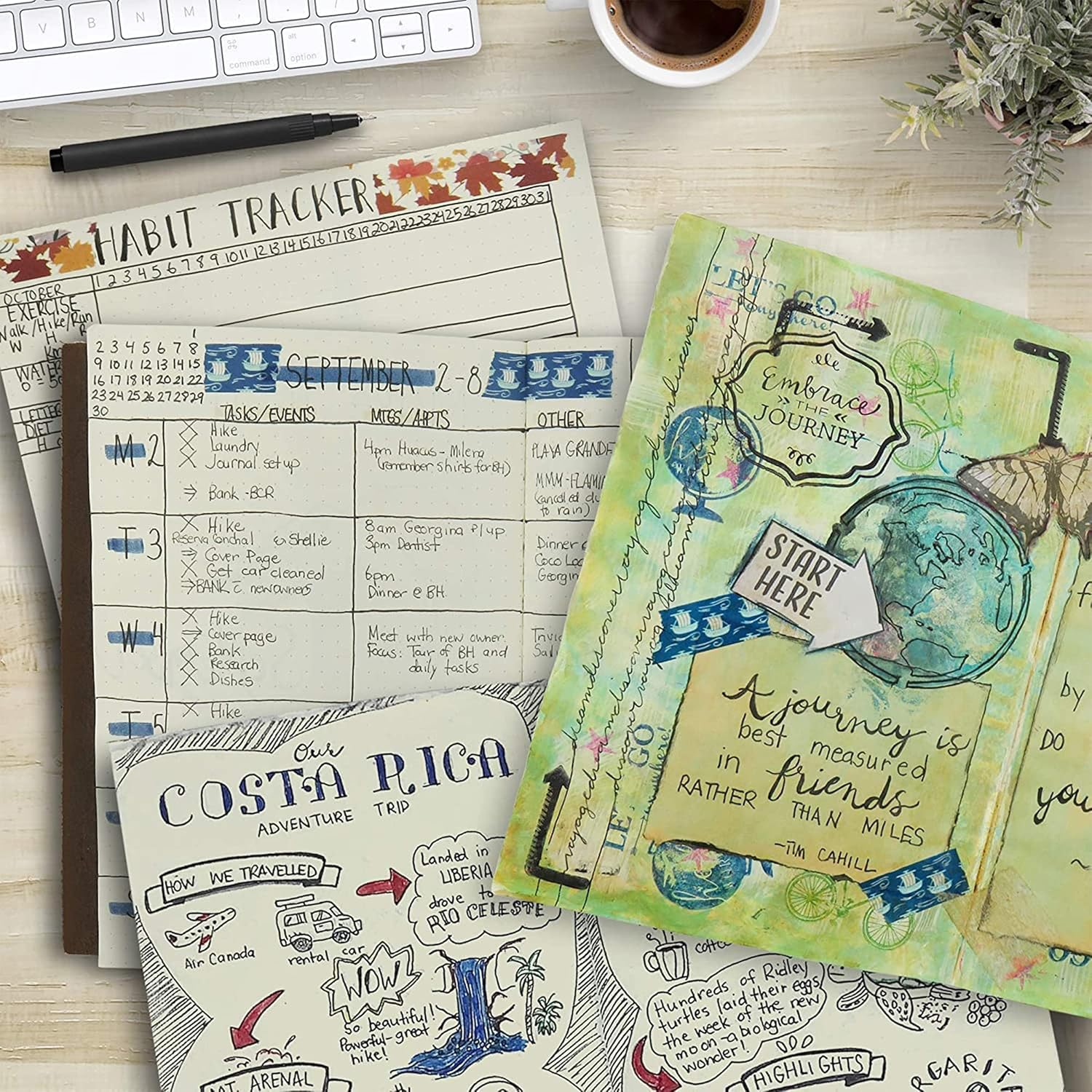 A5 Leather Travelers Notebook - Wanderings A5 Refillable Travel Journal, Hand-Crafted Genuine Leather - Perfect for Writing, Poets, Travelers, as a Diary - Blank Inserts - 22 X 15Cm, 8.5X6 (A5) image number 4