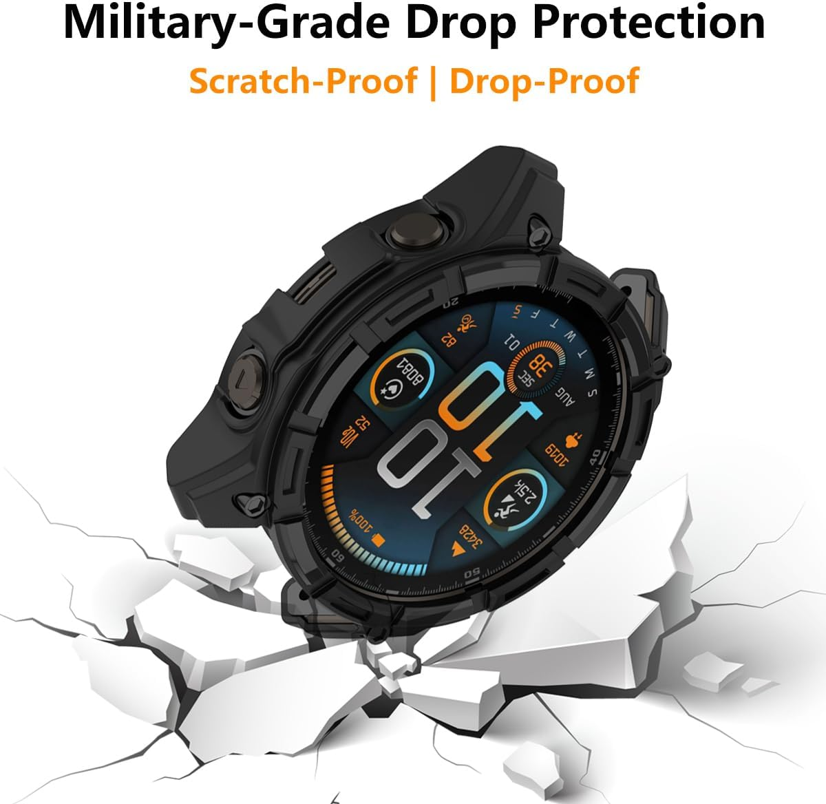 HOMTERN Case for Garmin Enduro 3,Flexible Silicone Armor Cover Shell Shockproof Scratch-Proof Drop-Proof Protector Case image number 2