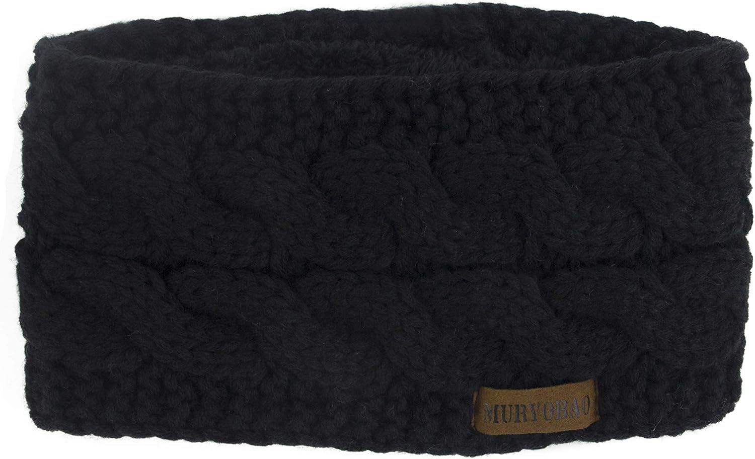 Muryobao Women Winter Warm Headband Fuzzy Fleece Lined Stretch Thick Cable Knit Head Wrap Ear Warmer (Wine Red)