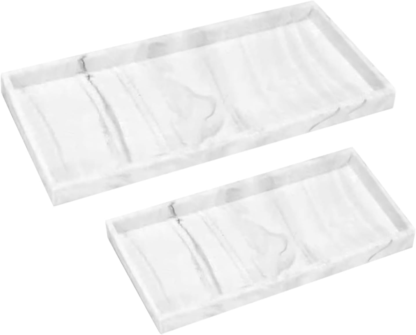 2 Pcs Aromatherapy Tray Thick Silicone Bathroom Vanity Tray Durable Rectangular Soap Dish for Countertop, Kitchen Sink Ideal for Jewelry, Cosmetics, Candles, Perfumes & Shampoo (White) image number 4