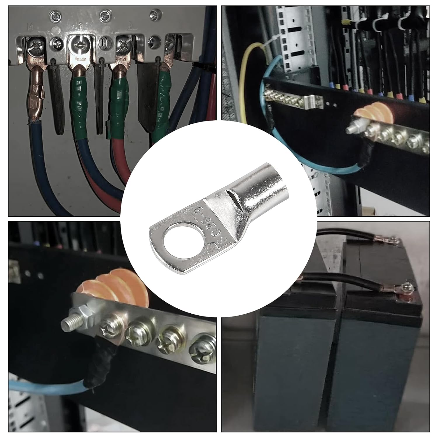 220PCS Copper Wire Lugs with Heat Shrink Set,100Pcs Tinned Battery Copper Cable Lugs Crimp Terminals Kits with 120Pcs Heat Shrink Tubing image number 2