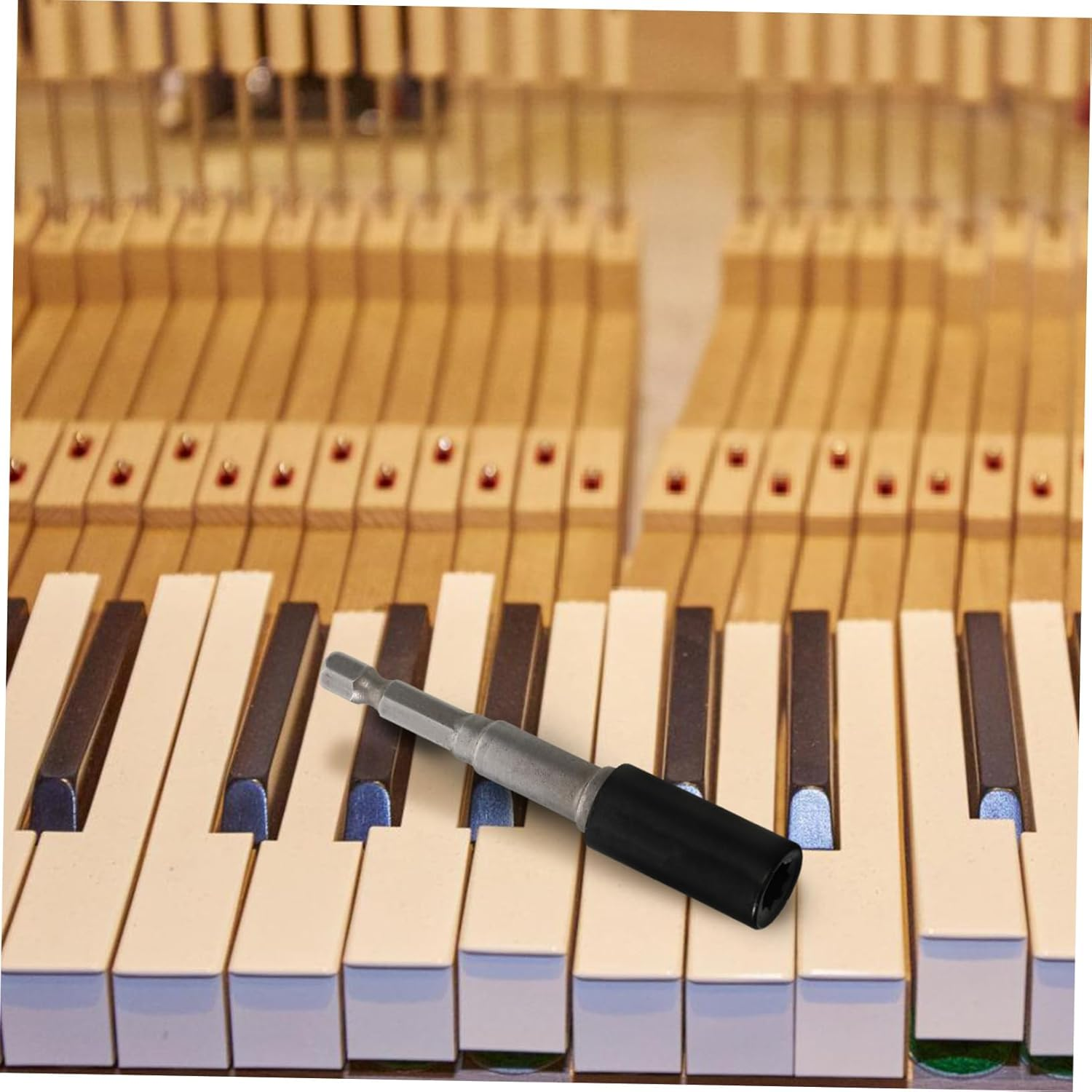 Professional Piano Tuning Wrench Set Black Octagonal Socket and Electric Drill Bit, Portable Piano Tuning Pin Tool for Music Instrument Maintenance and Adjustment