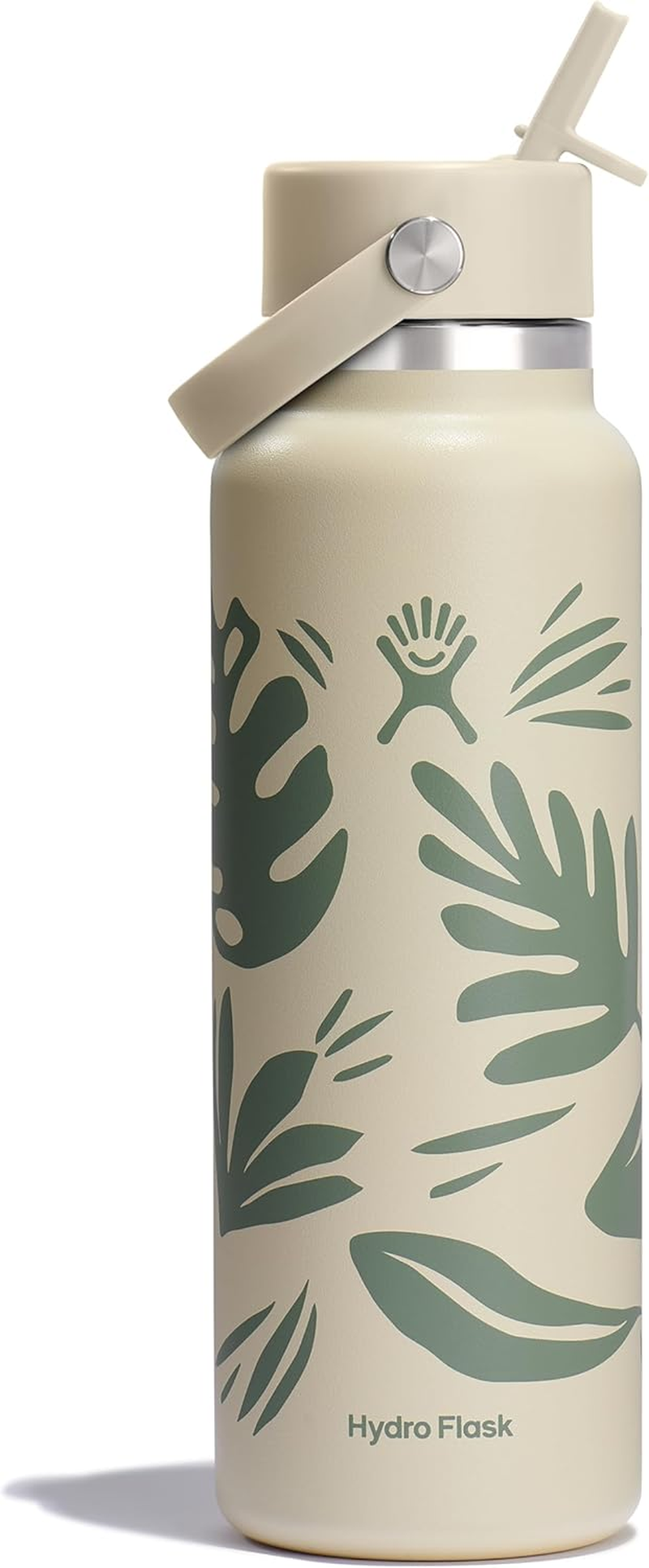 Hydro Flask Water Bottle - Insulated Stainless Steel - Wide Mouth Flex Straw Lid, Non Spill, Leakproof and Refillable in 32 Oz Sandpiper
