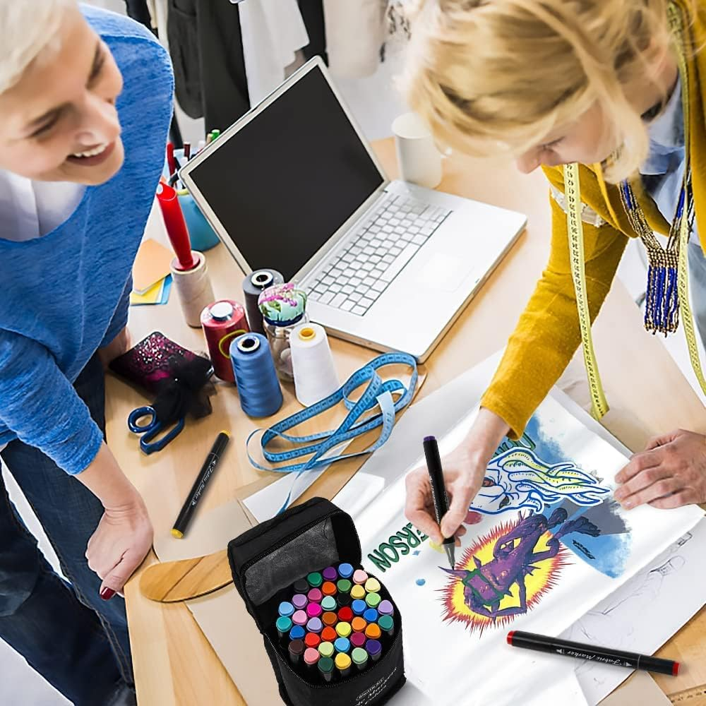 Shuttle Art Textile Pens Machine Washable, 40 Colours Textile Marker Set with Double Tips, Fabric Colouring Pens, Washable, Non-Toxic and Acid Free, Suitable for T-Shirts, Bags, Sports Shoes, Jeans image number 3