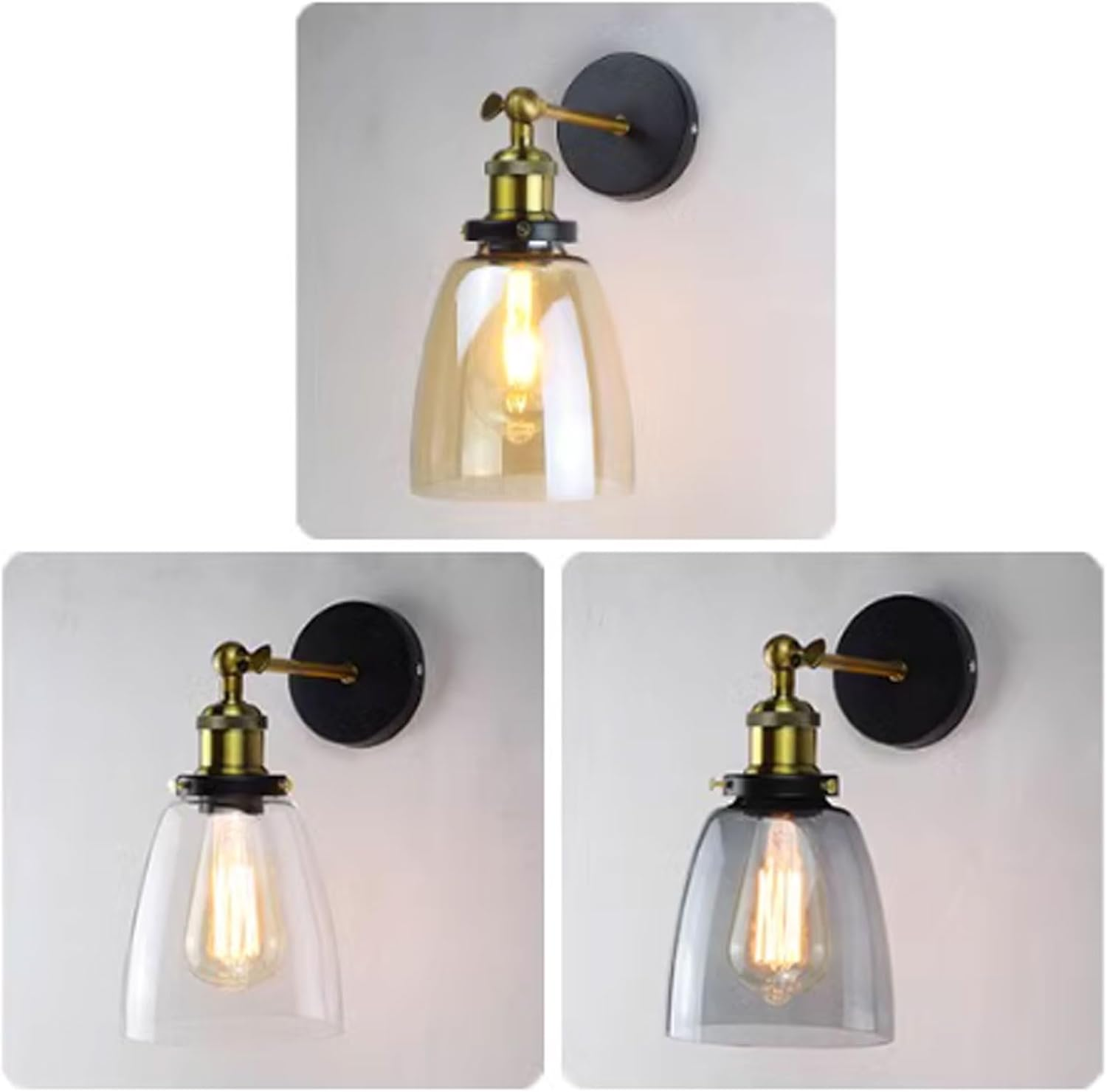 Vintage Wall Sconces Anti-Rust Brushed Finish Light Fixtures Frosted Glass Wall Mounted Lamp for Bathroom Vanity Kitchen Wall Lighting