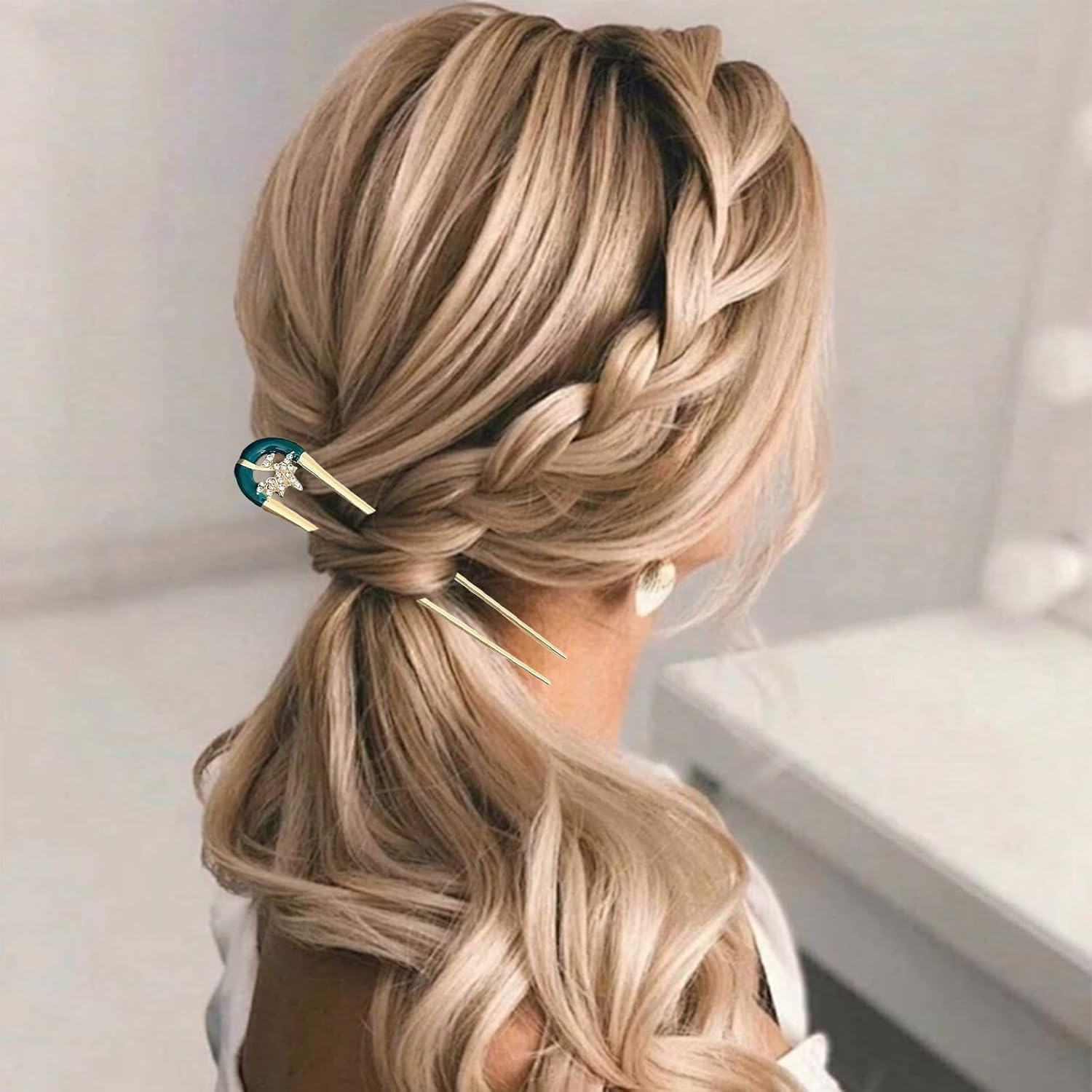 WUMUZAI 4Pcs Gold French Hair Pin, Vintage Metal Hair Fork, U Shaped Hair Pins for French Twist, Chignon Hair Pin Clip Stick for Styling, Buns, Wedding Updo, Women Girls Thick Fine Thin Hairstyle