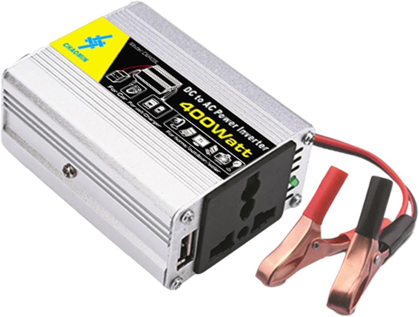 Inverter Pure Sine Waves - 400W Power Inverter, 12V Dc to 220V Ac Car Converter | Solar Inverter with 2 Battery Clips, Battery Clips for Car Truck Home Vehicles Rv Camping off Grid