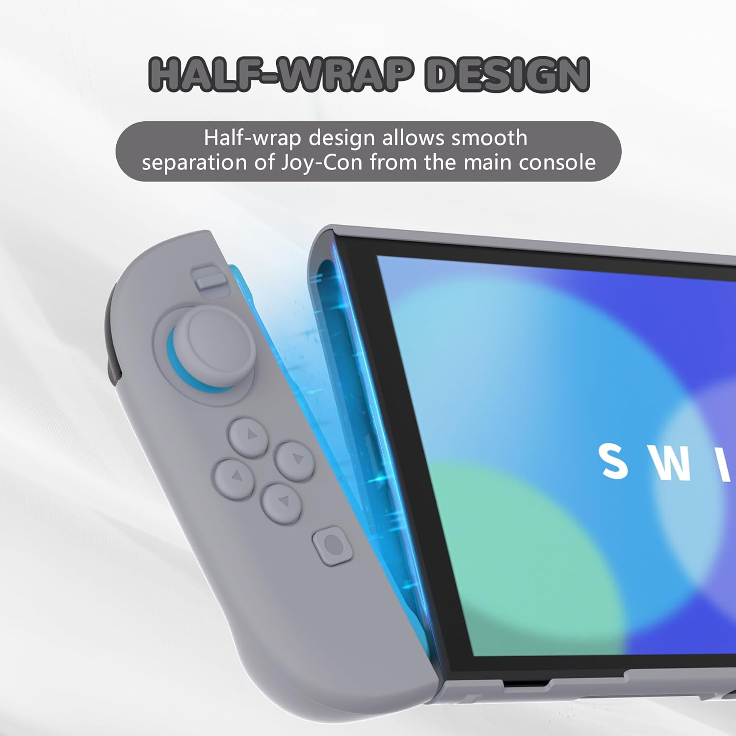 Playvital Protective Case for Nintendo Switch 2 | Dockable Grip Cover with Extra Foldable Stand & Thumb Grips for Switch 2 2025 | Anti-Scratch Design Hard Shell | Solid Color Series, Now Hope Gray image number 2