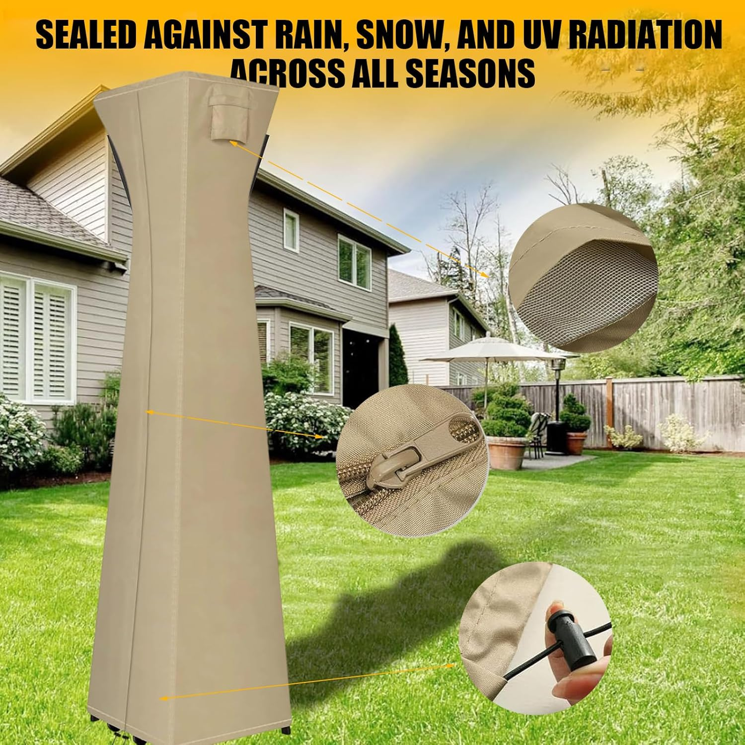 Pyramid Patio Heater Cover,Heavy Duty Dust-Proof Outdoor Protector with Zipper - outside Pyramid Torch Heater Cover - for Lawn Deck Backyard Garden Yard image number 3