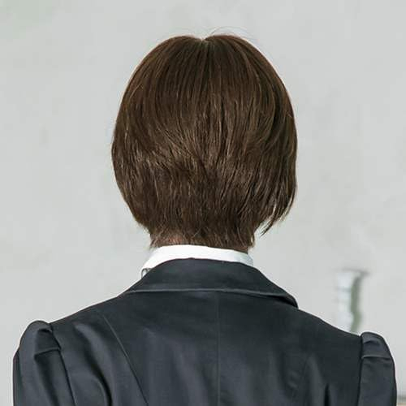 Priscilla Gray Hair Concealing Wig, 100% Human Hair Short, Natural Black Wig, Point Wig, Gray Hair, 100% Human Hair, Short, Natural, Easy, Women'S Hairstyle, Heat Resistant, ST-101-ZBBK image number 6