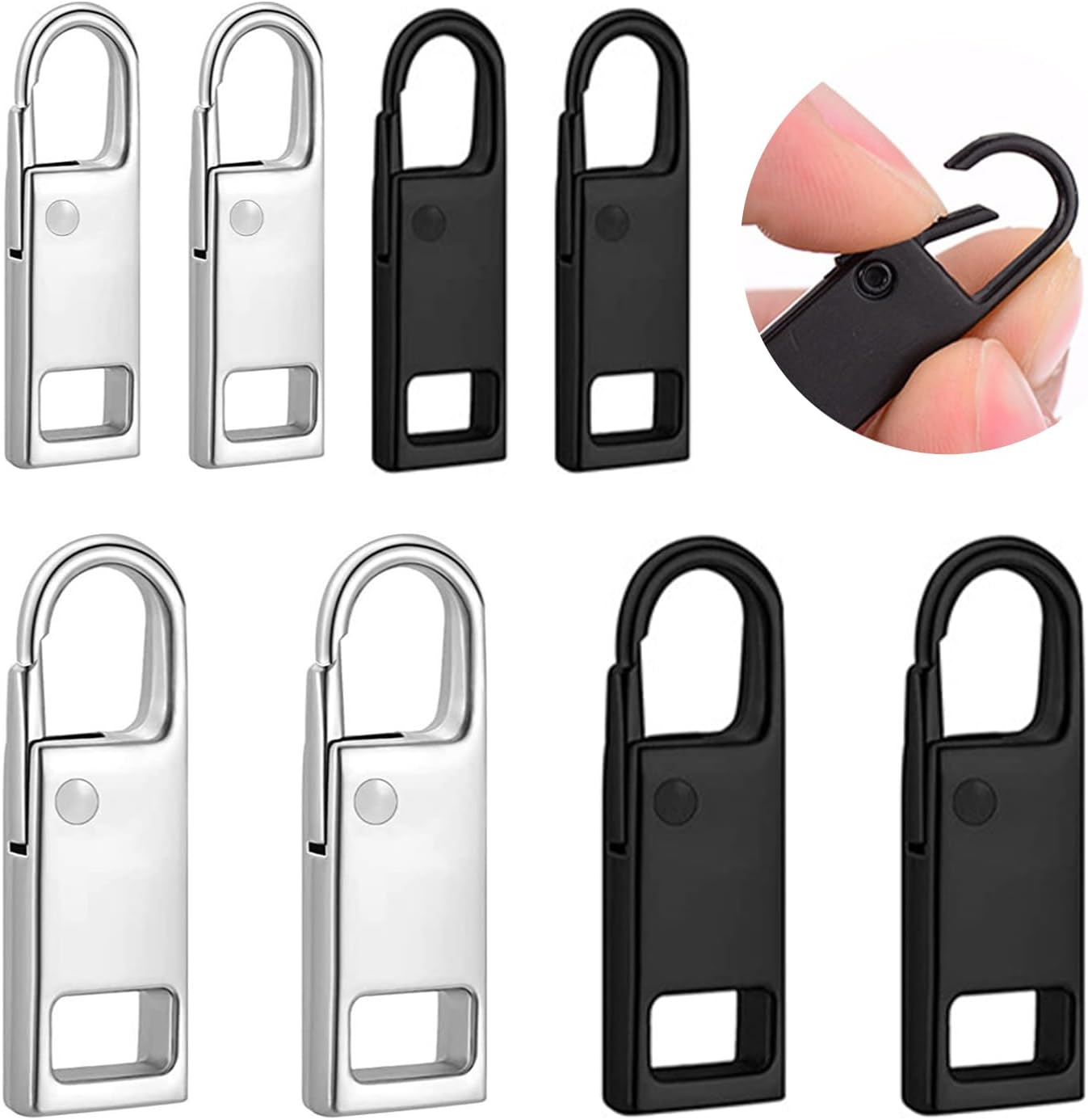 8PCS Metal Zipper Pull Replacement, Handle Mend Fixer, Zipper Tab Repair Kit or Clothes Jacket Pants Jeans Luggage Suitcase Purse Handbag image number 6