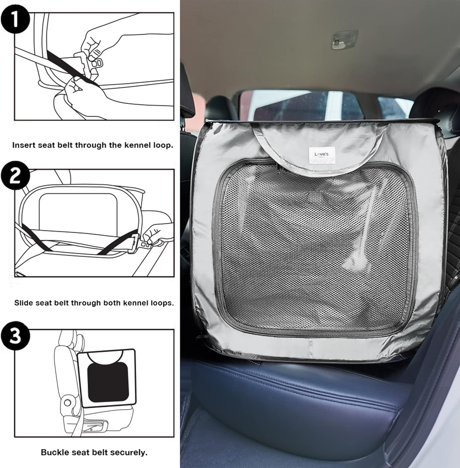 Love'S Cabin 36In Portable Large Dog Bed - Pop up Dog Kennel, Indoor Outdoor Crate for Pets, Portable Car Seat Kennel, Cat Bed Collection, Grey image number 1