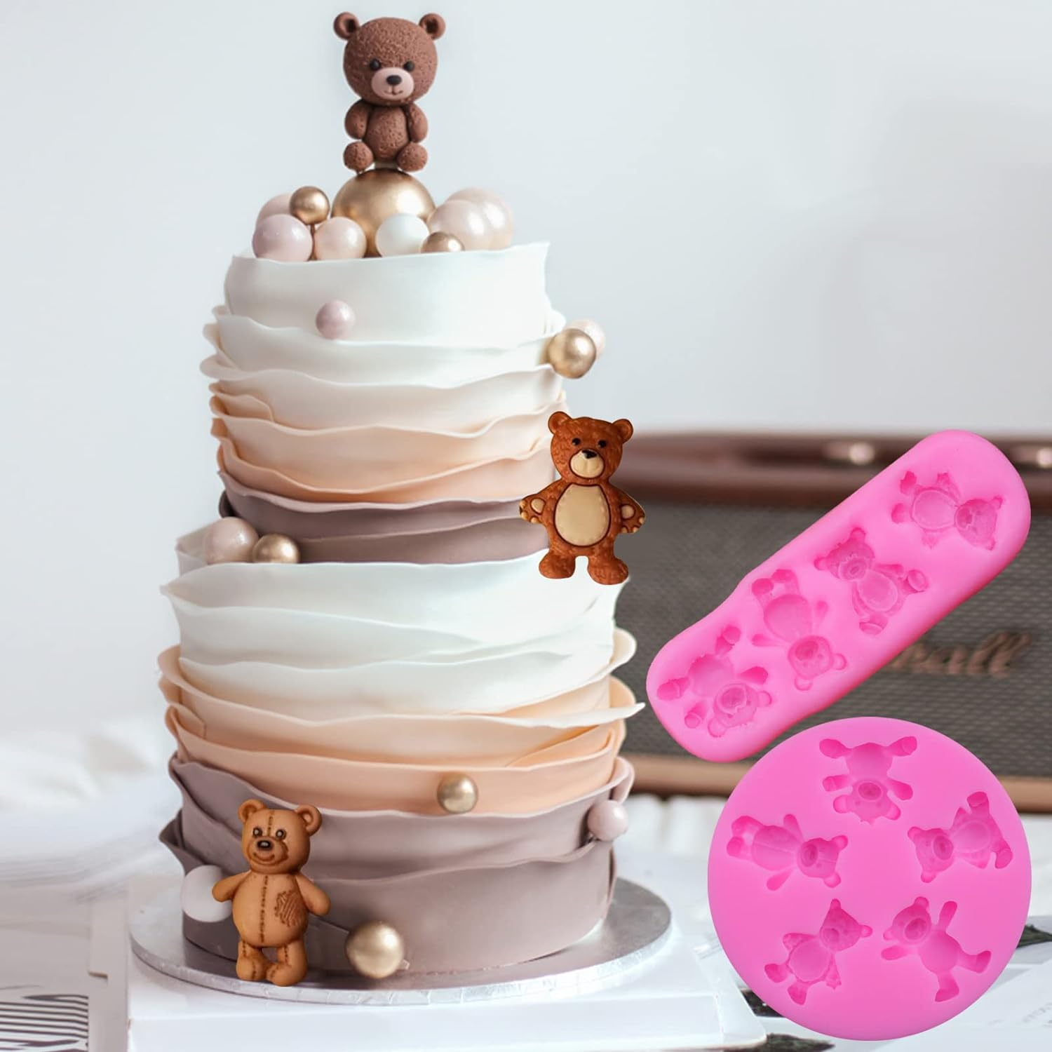 3 Pieces Bear Silicone Mold Valentine&rsquo;S Day Fondant Mold Cute Bear Chocolate Fondant Mold for Chocolate Candy Gum Paste Crafting Polymer Clay Cake Decorating image number 3