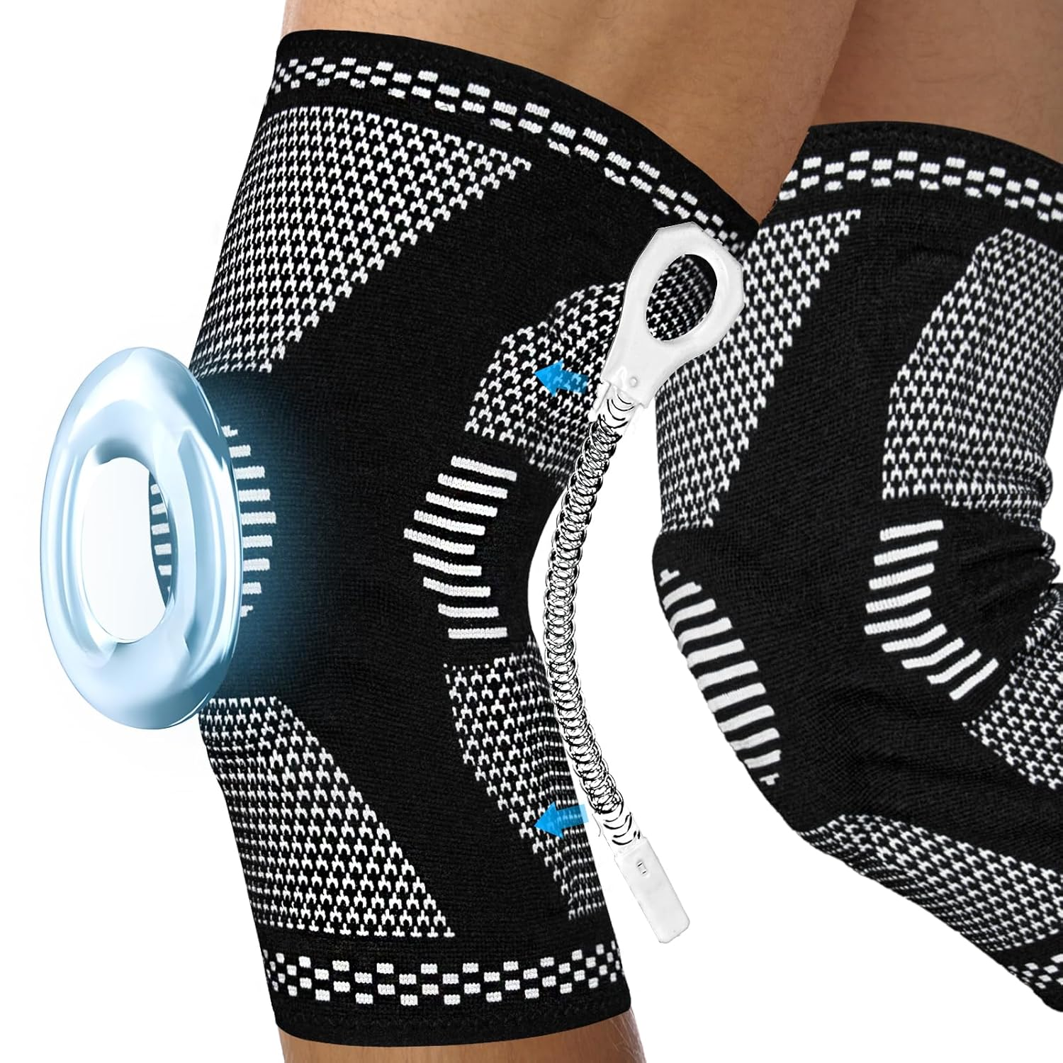 Copper Knee Braces (2-Pack) - Compression Knee Sleeves with Dual Spring Support and Upgraded Silicone Pad, Relieves Knee Pain, Arthritis, and Sports Injuries for Men and Women (X-Large) image number 5