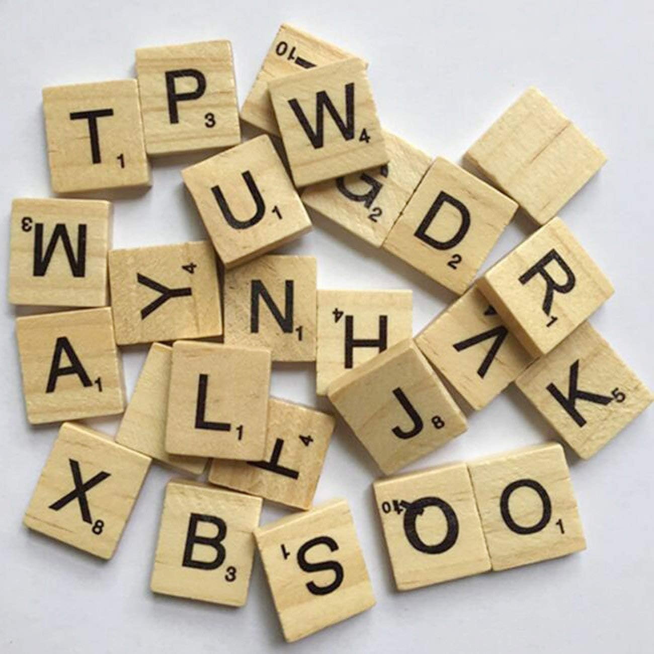 100 Pcs Wood Letter Tiles/Wooden Scrabble Tiles A-Z Capital Letters for Crafts, Pendants, Spelling image number 2