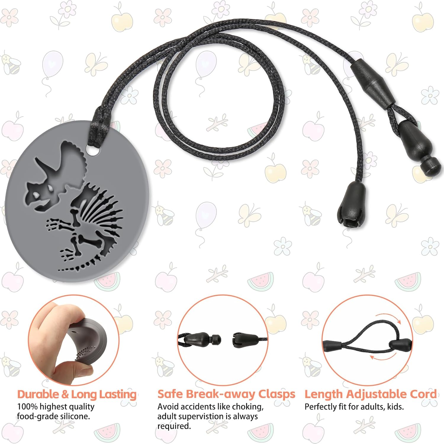 Chew Necklaces for Sensory Kids, Premium Silicone Chewy Toys for Children, Fidget Necklace for Autism Boys and Girls image number 6