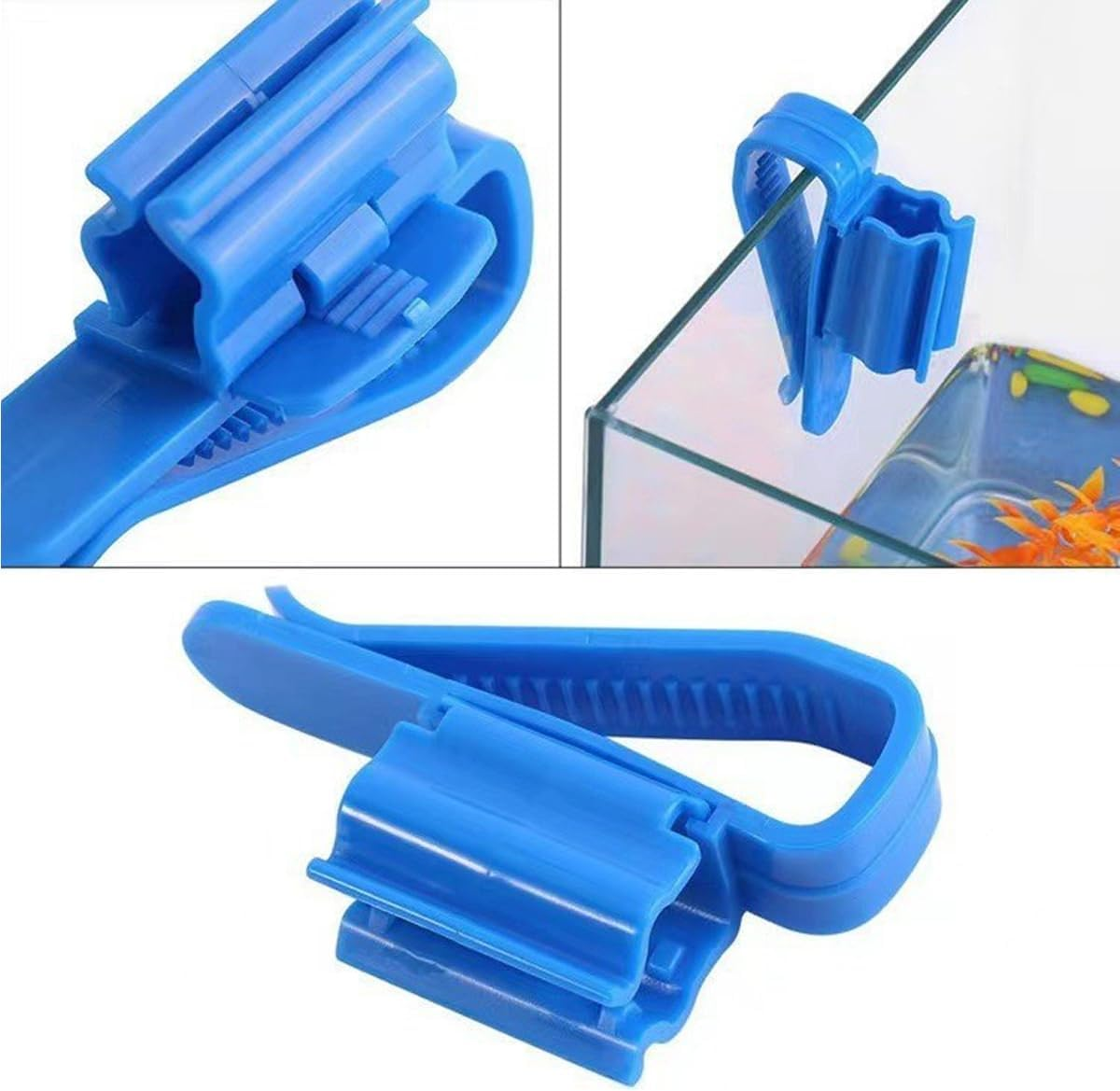 AIMALL 2/4/6PCS Aquarium Fish Tank Filtration Clip Water Tube Hose Clamp Holder Set, Adjustable 0.31-0.63 Inches, Durable Plastic, Blue and Black - Black-2Pcs image number 3