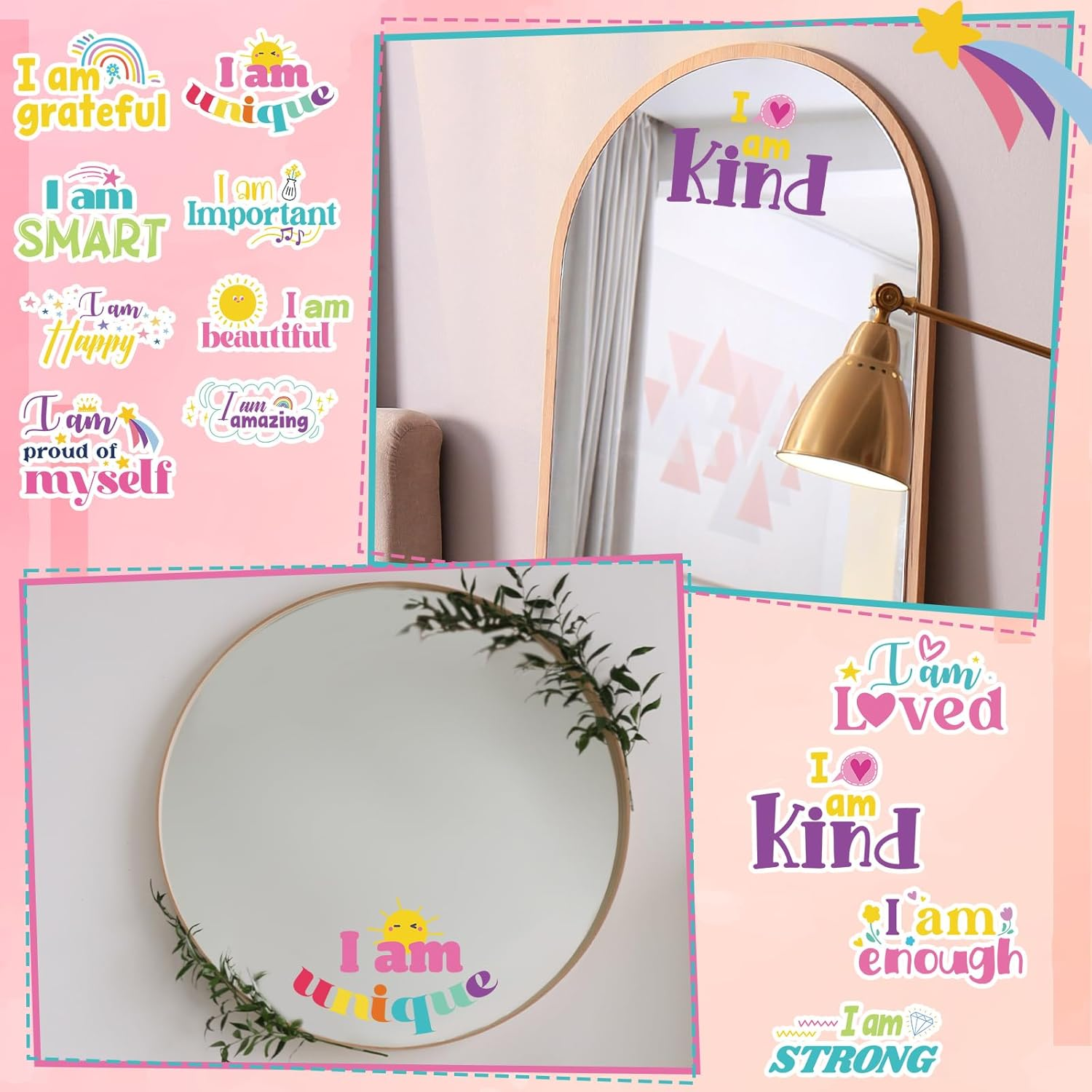 Geyoga 12 Pcs Inspirational Quote Mirror Decals Vinyl Positive Affirmations Mirror Decals Motivational Wall Sticker for Women Bathroom Office Bedroom Living Room Beauty Salon Hair Salon(Lively Style) image number 5