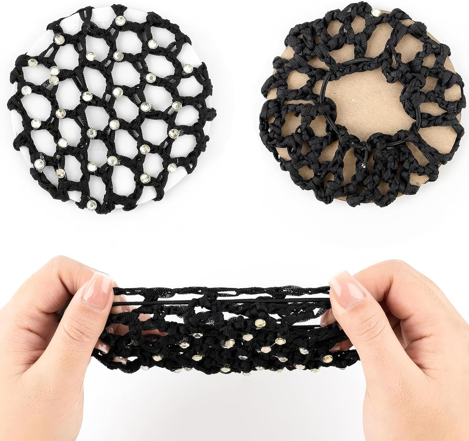 RT 6 Pieces Hair Net, Hair Nets Hairstyles, Bun Net, Bun Net, Hair Net Bun Net, Crystal Hair Net, Bun Nets, Ballet Hair Net, Bun Ballet Girls, Hair Net Ballet Children image number 5