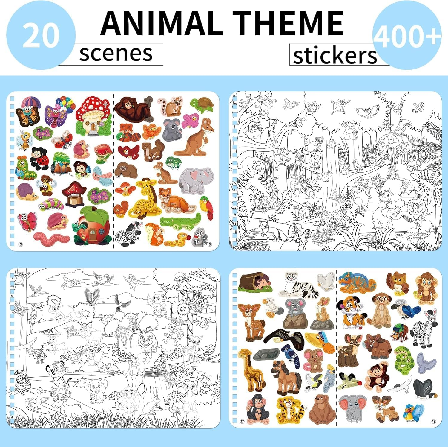 OSIMIG Find the Animal Sticker Books, Sticker Books for Kids, Include 20 Hidden Theme, Sticker Activity Books for Toddlers, Kids Educational Toys image number 1
