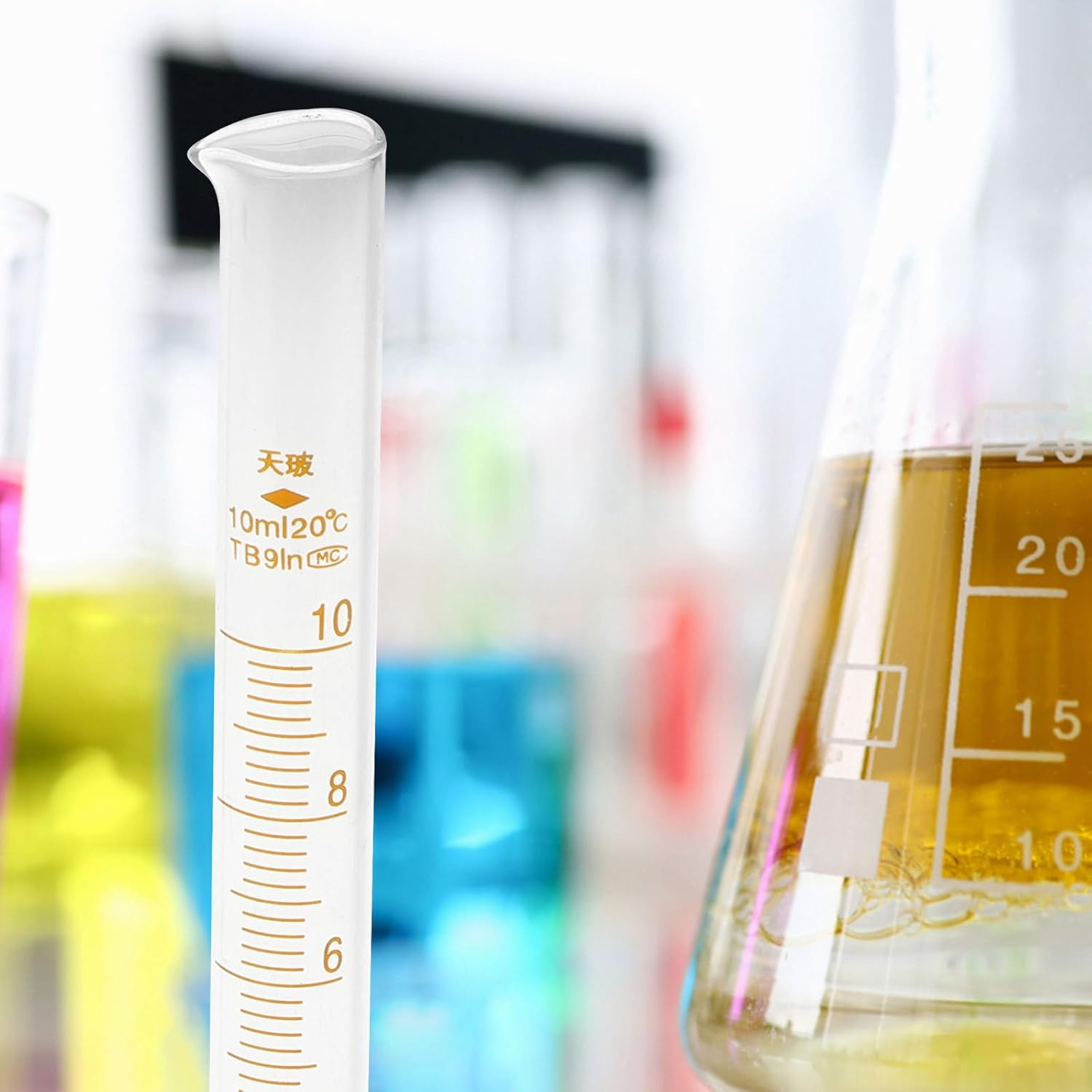 Baluue 3Pcs Container Beaker Bottle Gag Thick Glassware - Cylinder Conical Beakers Liquid Graduation Tube Ml Test Cylinders Supplies Measuring Graduated Erlenmeyer Glass Scientific image number 4