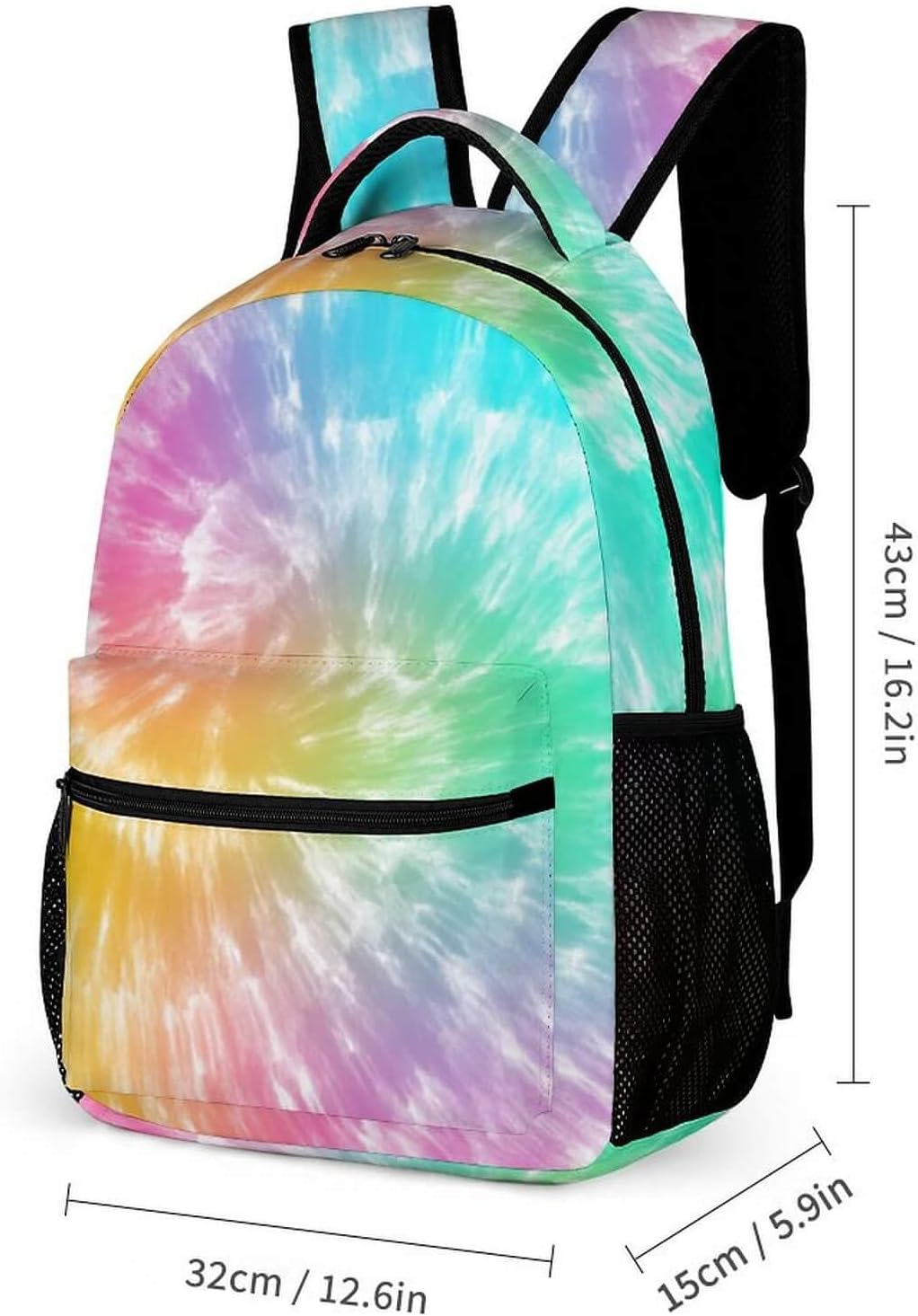 Homieblanket Tie Dye Backpack for Kids Girls Boys School, 16 Inches Tie Dye Theme Bookbag,Tie Dye Backpack for School image number 4
