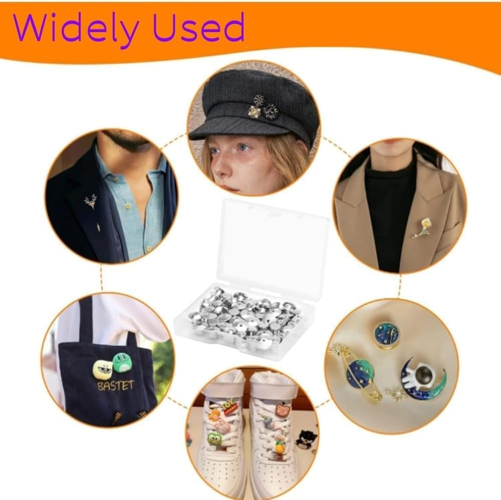 40 Pcs Metal Locking Pin Backs,Metal Pin Locks Back,Locking Pin Keepers Clasp,Locking Pin Back Locking Pin Keeper Clasp,Keepers Locking Clasp for Uniform Badges, Hat, Jewelry Makin,Silver image number 6