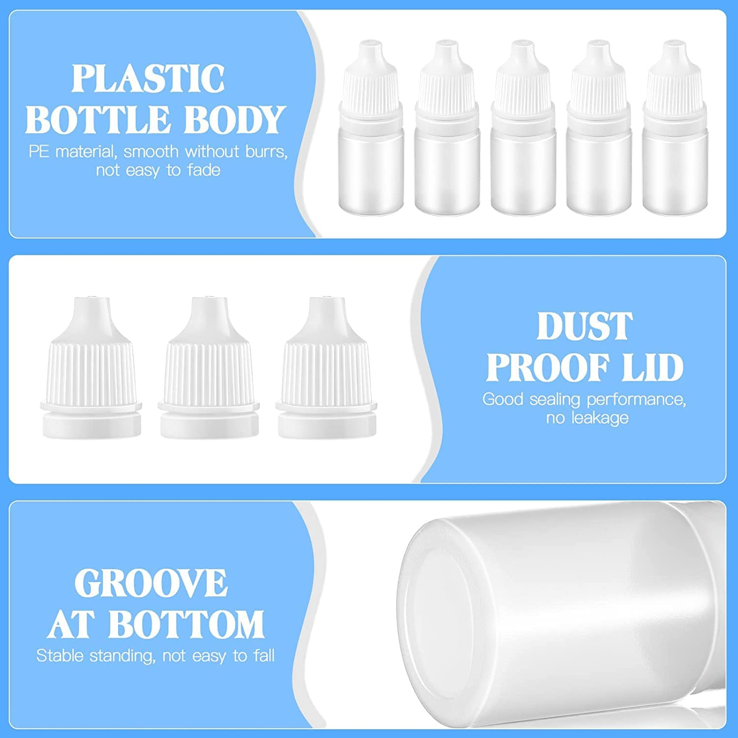 100 PCS White 5Ml Empty Plastic Squeezable Dropper Bottles, Clear Eye Liquid Dropper with Caps, Lab Sample Refillable Containers with Childproof Caps, Essential Oil Squeeze Bottles (5ML/100PCS) image number 4