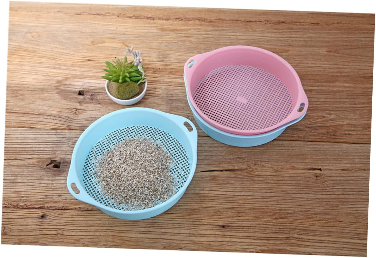 4Pcs Plastic Garden Sieve Riddle Tool Lightweight Soil Sieve with Handle for Gardens Filtering and Gravel Durable Gardening Accessories Blue image number 1