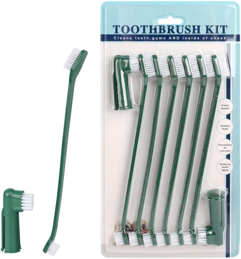 Pet Toothbrush Set Double Head Dog Toothbrush Oral Cleaning Dog Toothbrush Finger Toothbrush Pet Supplies Dog Toothbrush Set 8 Double Head Dog/Cat Toothbrush Cleaning Pet Teeth Convenient Toothbrush image number 3