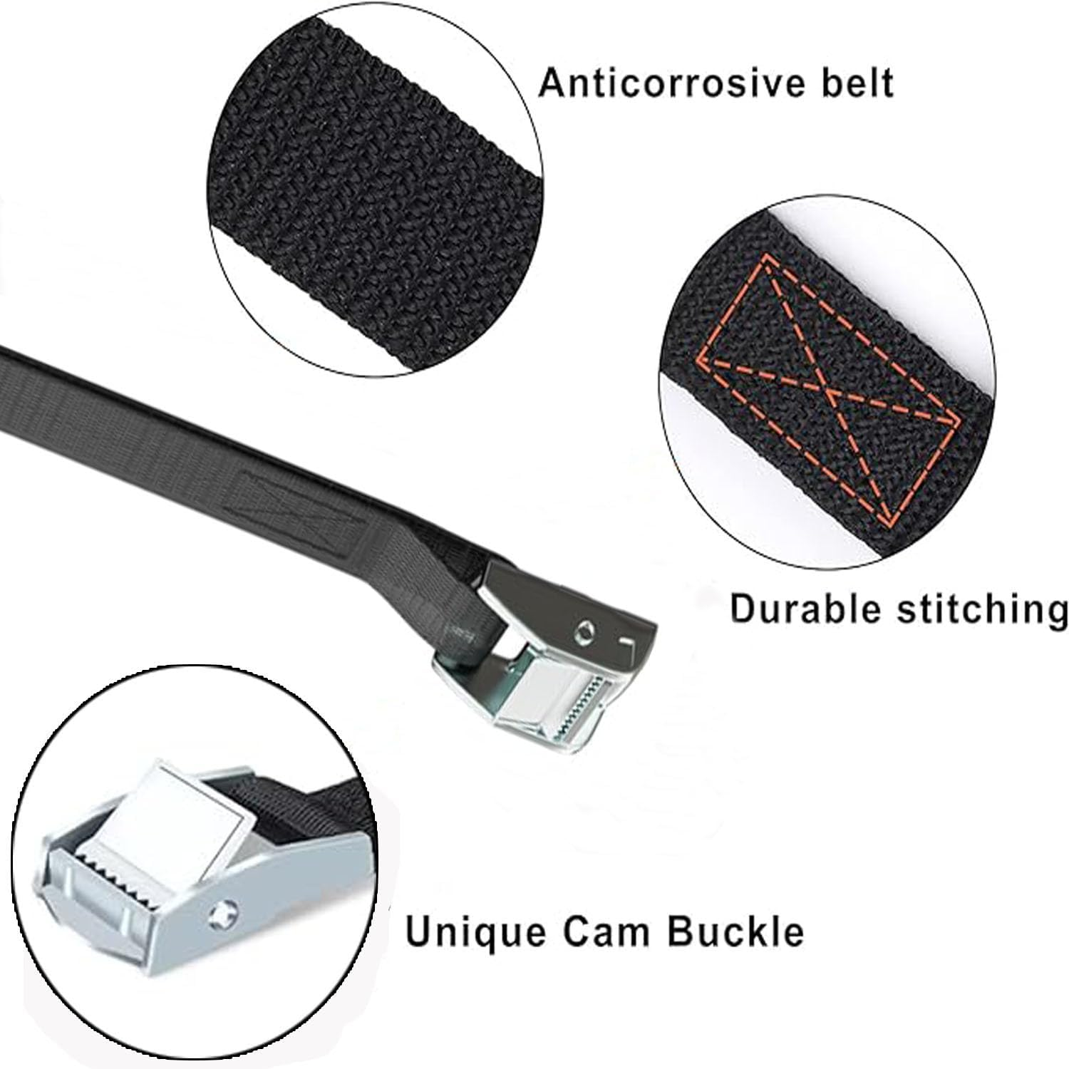 12Pcs Lashing Straps, 1M Ratchet Tie down Straps with Buckle, Adjustable Nylon Cargo Strap, Heavy Duty Tensioning Belts, Binding Fastening Tightening Belt for Trucks, Boxes, Motorcycle, Bike image number 2