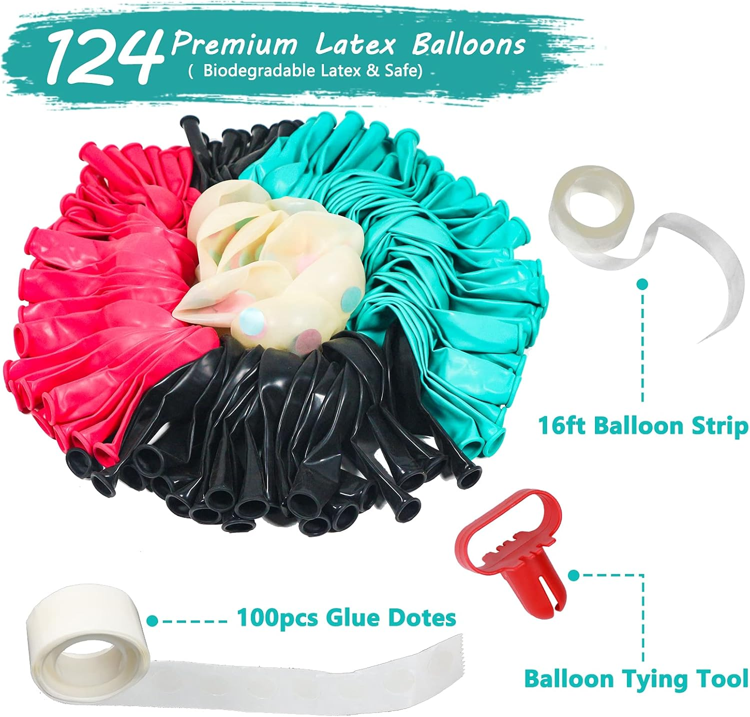 TIC Toc Balloon Arch Kit, JOGAMS 127 Pack Tic Toc Balloons Set with Music Note Balloons, Music Party Decorations for Girls Teens Birthday Party Karaoke Music Theme Decor - Green,Pink,Red image number 7