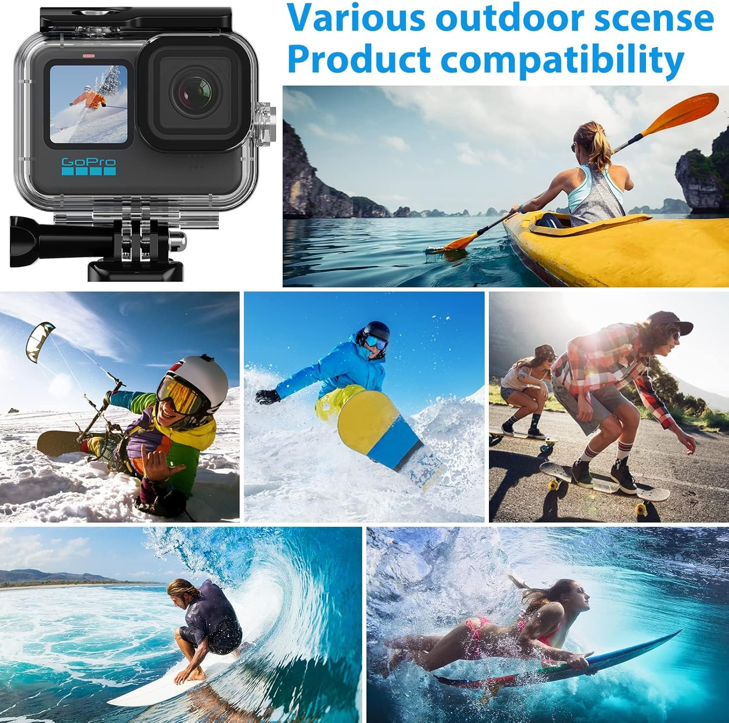 196Ft/60M Waterproof Housing Case for Gopro Hero 13 12 11 10/9 Black, Protective Underwater Dive Housing Shell with Bracket Accessories for Go Pro Hero13 Hero12 11 10 9 Camera with 3Pack Dive Filter