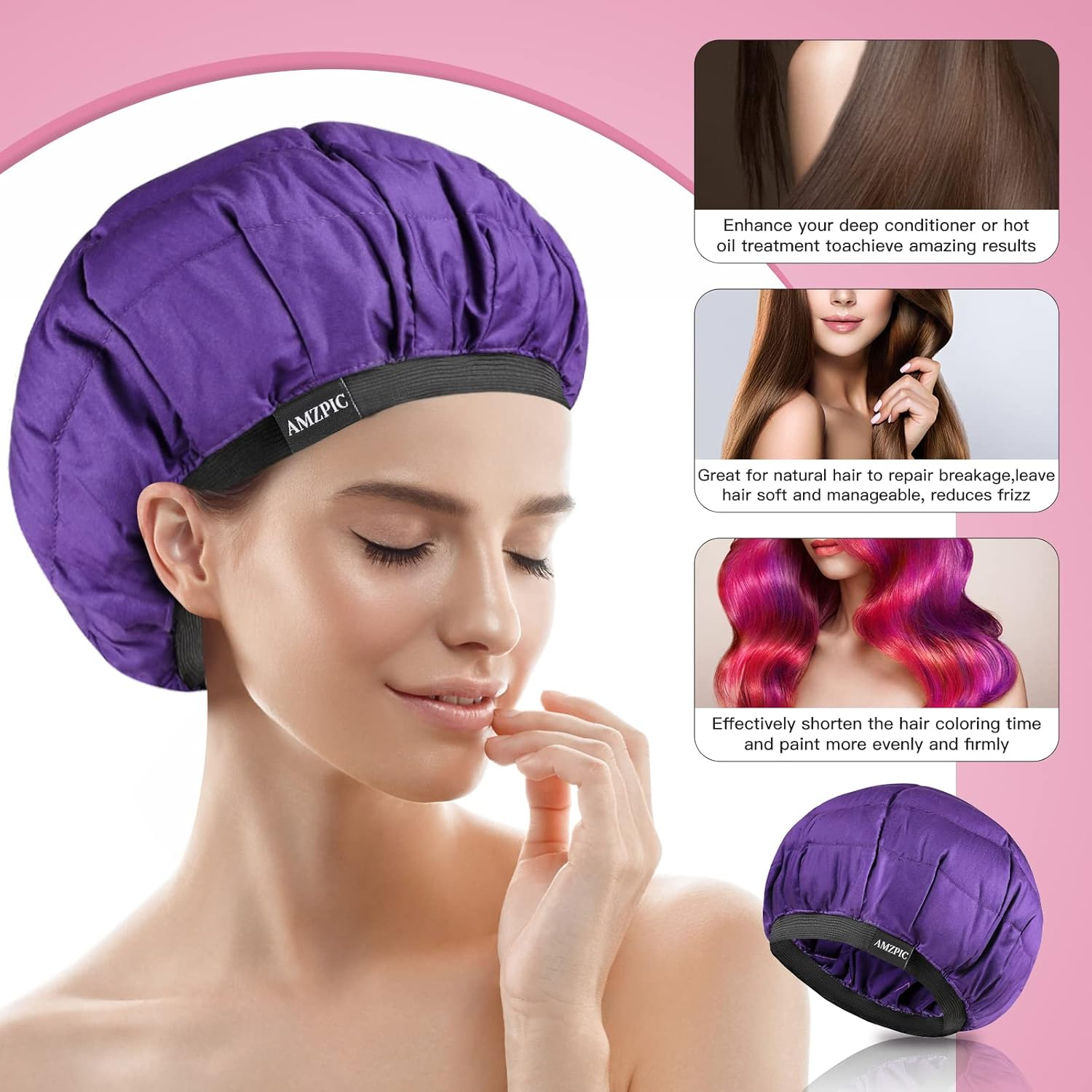 Cordless Deep Conditioning Heat Cap - Safe, Microwavable Heat Cap for Steaming, Heat Therapy for Hair, Flaxseed Seed Interior for Maximum Heat Retention (Second Generation) image number 4