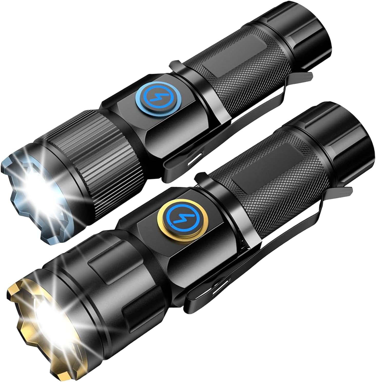 Skylla LED Torch Rechargeable, [2 Pack] Super Bright with Adjustable Focus, 5 Modes, 26-Hour Runtime, Waterproof, Compact Flashlight for Emergencies, Power Outages, Walking, Camping