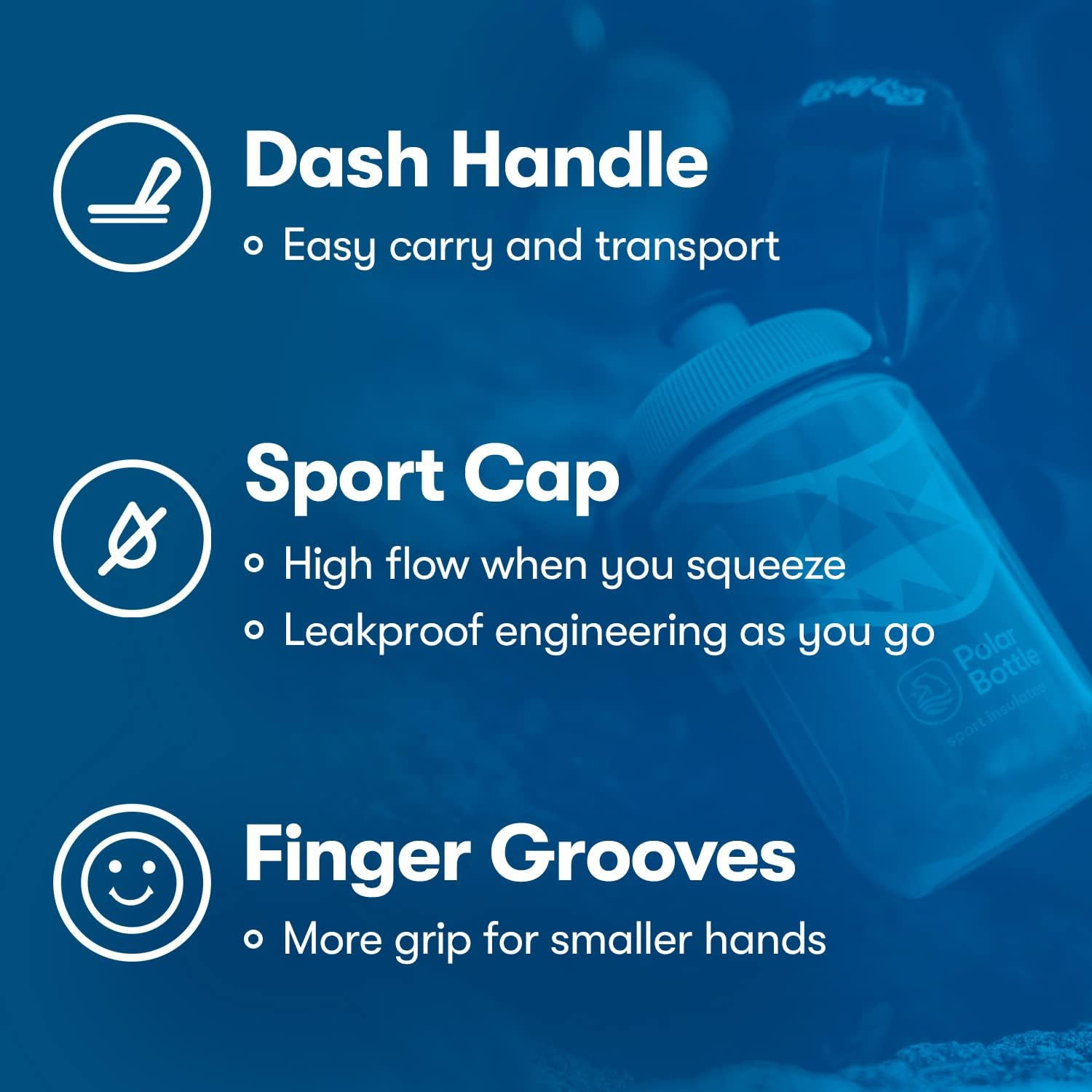 Polar Bottle Kids Insulated Water Bottle - Bpa-Free, Sport & Bike Squeeze Bottle with Handle - Blue Daybreak image number 5