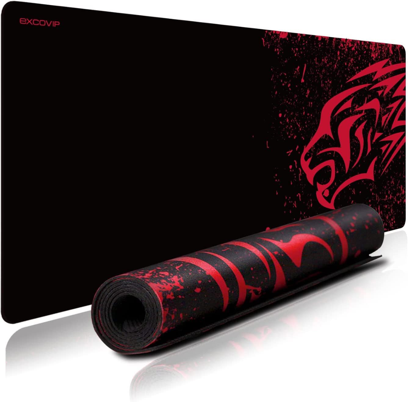 Exco Extended Gaming Mouse Pad, 90 X 40 Cm XXL Mousepad with Non-Slip Rubber Base and Stitched Edge,Smooth Surfaces Red Mouse Mat(Desk Pad) for Gaming and Working 14674