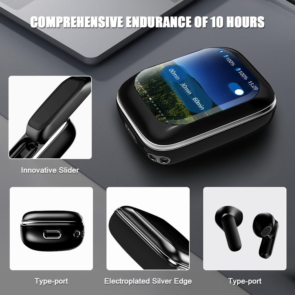 Mesen Touchscreen Bluetooth Headphones, Wireless Bluetooth 5.3 with ANC/ENC Noise Cancelling Mic, 48 Hours Deep Bass Earbuds, Wireless Headphones with LED Colour Screen for Ios/Android