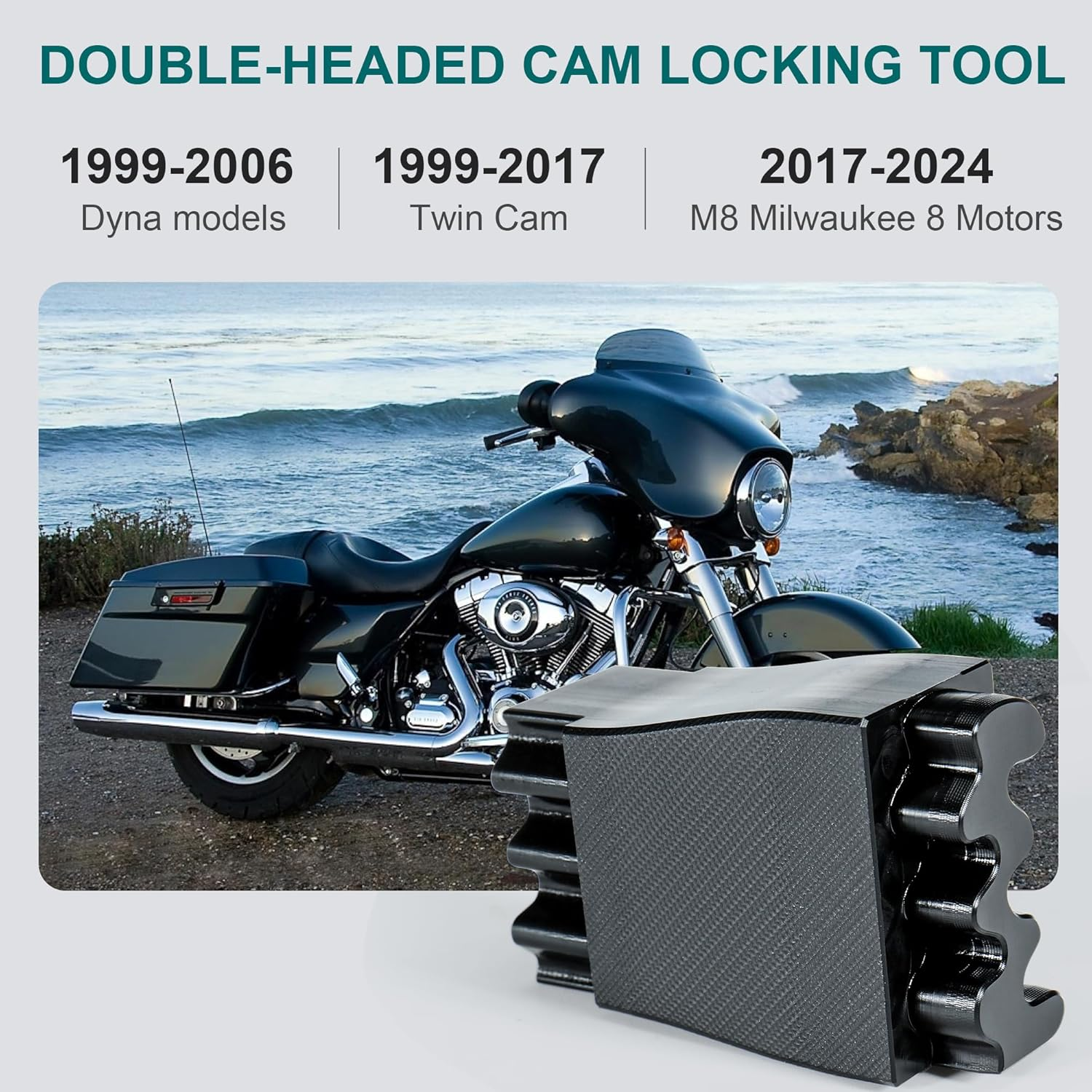 Mokitdora Double-Headed Cam Locking Tool Compatible with Harley Twin Cam 1999-2017, M8 Milwaukee 8 Motors 2017-2024, Dyna 1999-2006 Models image number 6