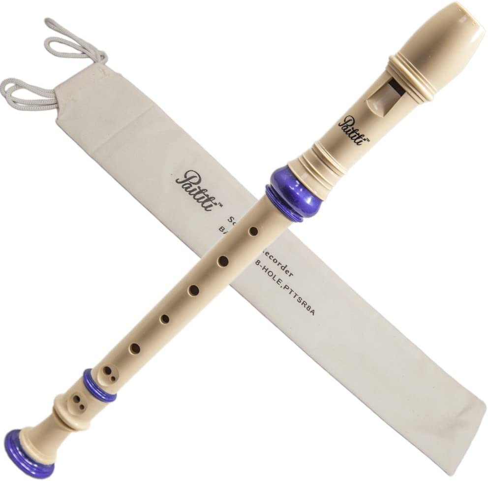 Paititi Soprano Recorder 8-Hole with Cleaning Rod + Carring Bag Creamy Color, Key of C