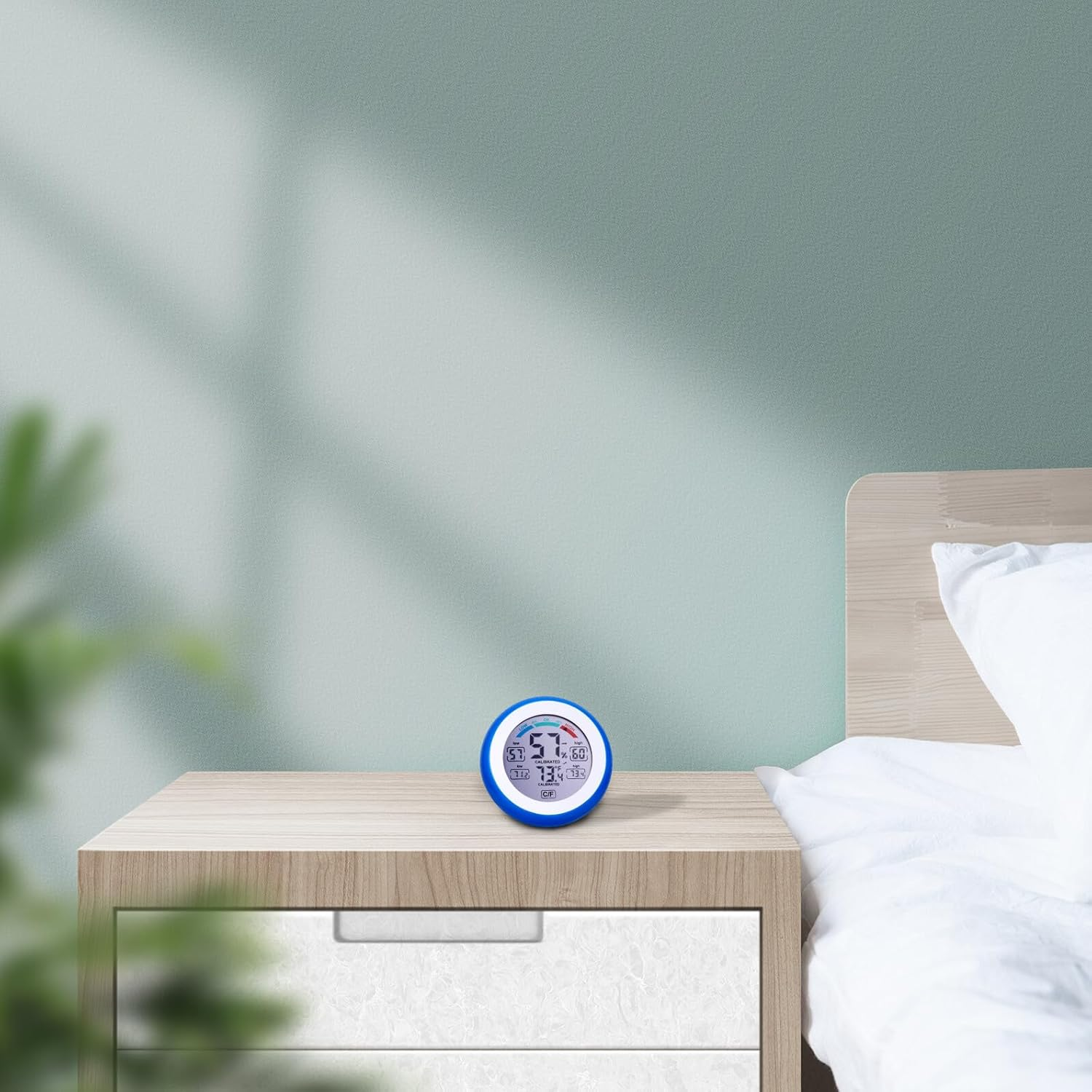 Multi-Functional Indoor Thermometer Hygrometer with Touchscreen LCD Display Wireless round Electronic Temperature and Humidity Monitor for Home and Office Switchable Units Blue image number 4