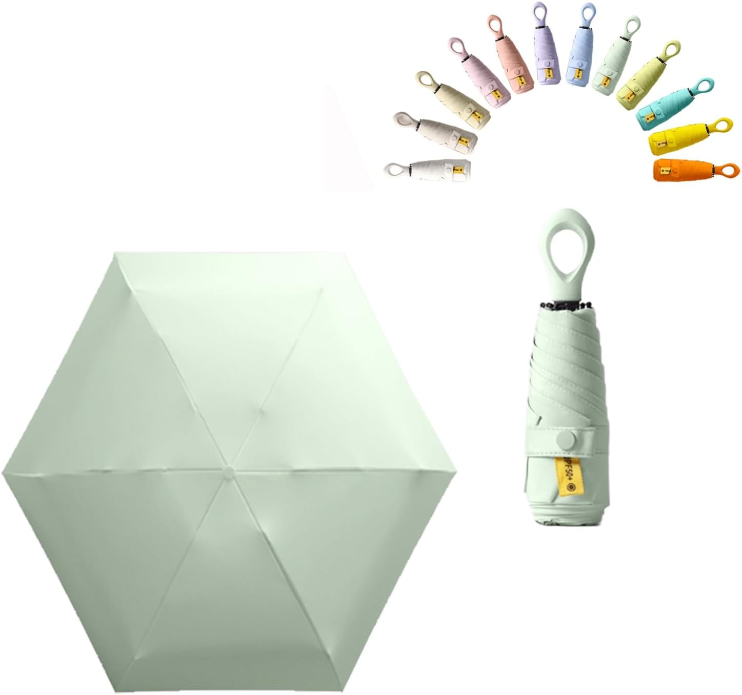 Mini Sun Travel Umbrella Ring Handle Coating Layer Fabric Compact Folding Purse Umbrella/Lightweight Small Portable Backpack/Rain Sun/Blocking/Anti UPF 50 UV Protection 99.9% Men Women Kids