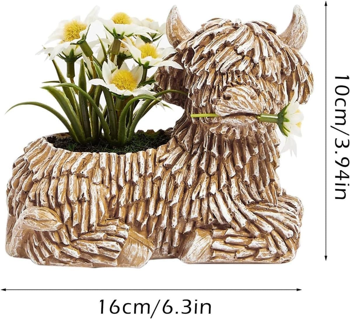 Highland Cow Planter for Outdoor Plants, Cute Scottish Decor Flower Pot,Resin Figurines Succulent Pots,Highland Cow Succulent Planters,Gifts for Women Men