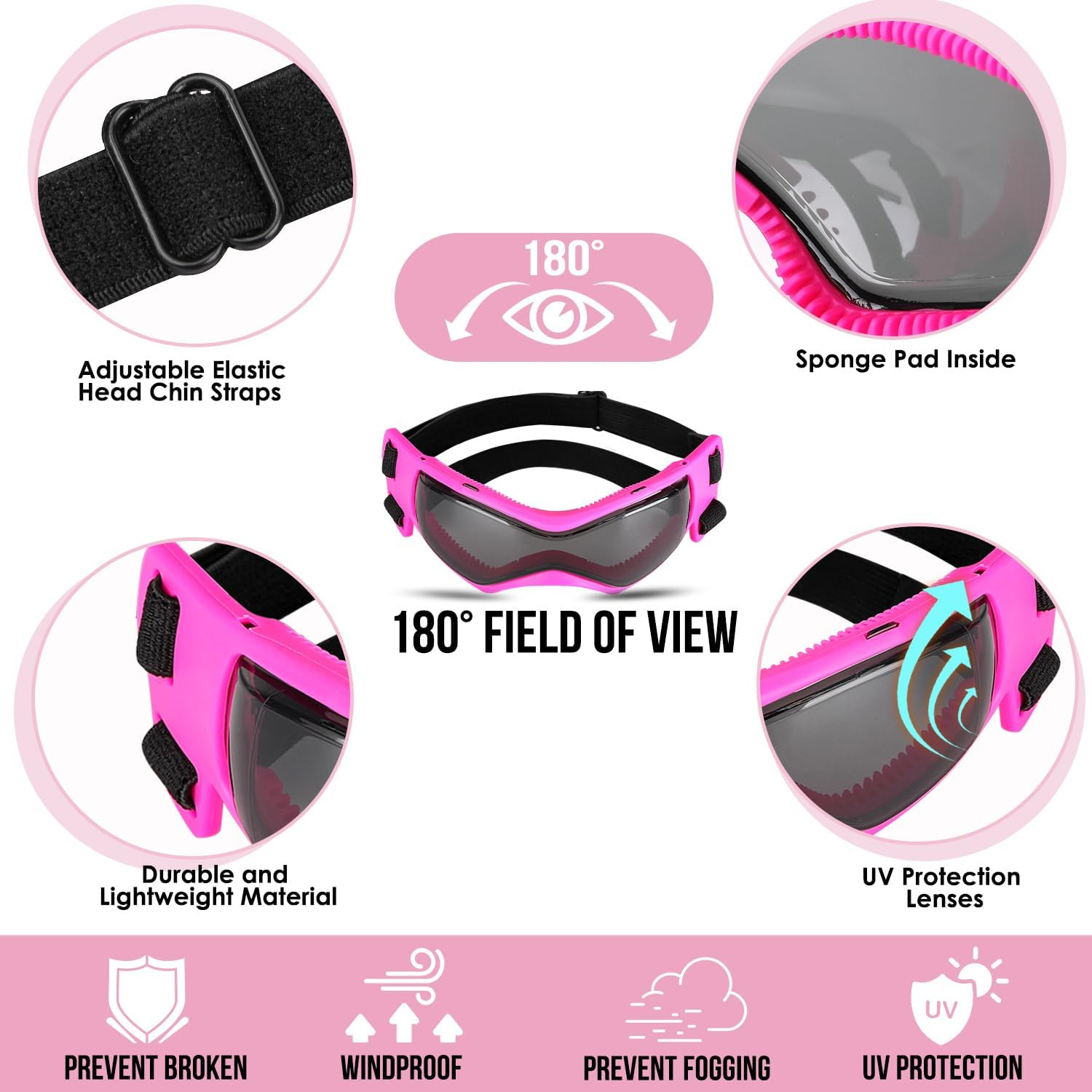 Slowton Pet Dog Helmet Goggles Set, Dust Wind UV Protection Dog Sunglasses, Pet Motorcycle Helmet Drop Resistant Hard Safety Hat with Ear Holes & Adjustable Belt, Eye Head Protection for Biking Riding image number 3