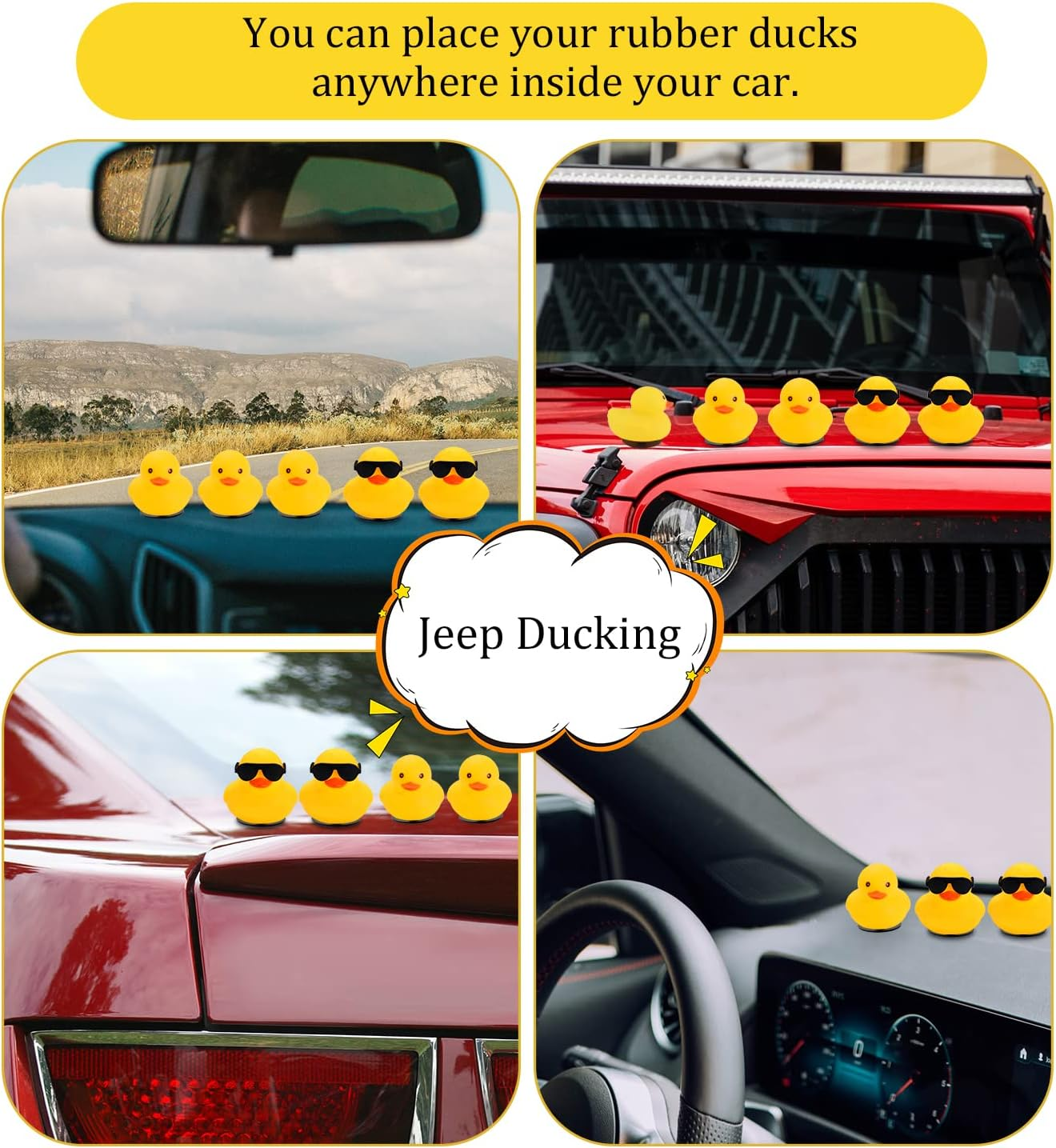 TOYMIS 30Pcs Rubber Duck Plug, Self-Adhesive Rubber Duck Holder for Jeep Dashboard, Duck Plug Mount Holder for Display Jeep Duck Lovers, Not Include Rubber Duck (Black) image number 5