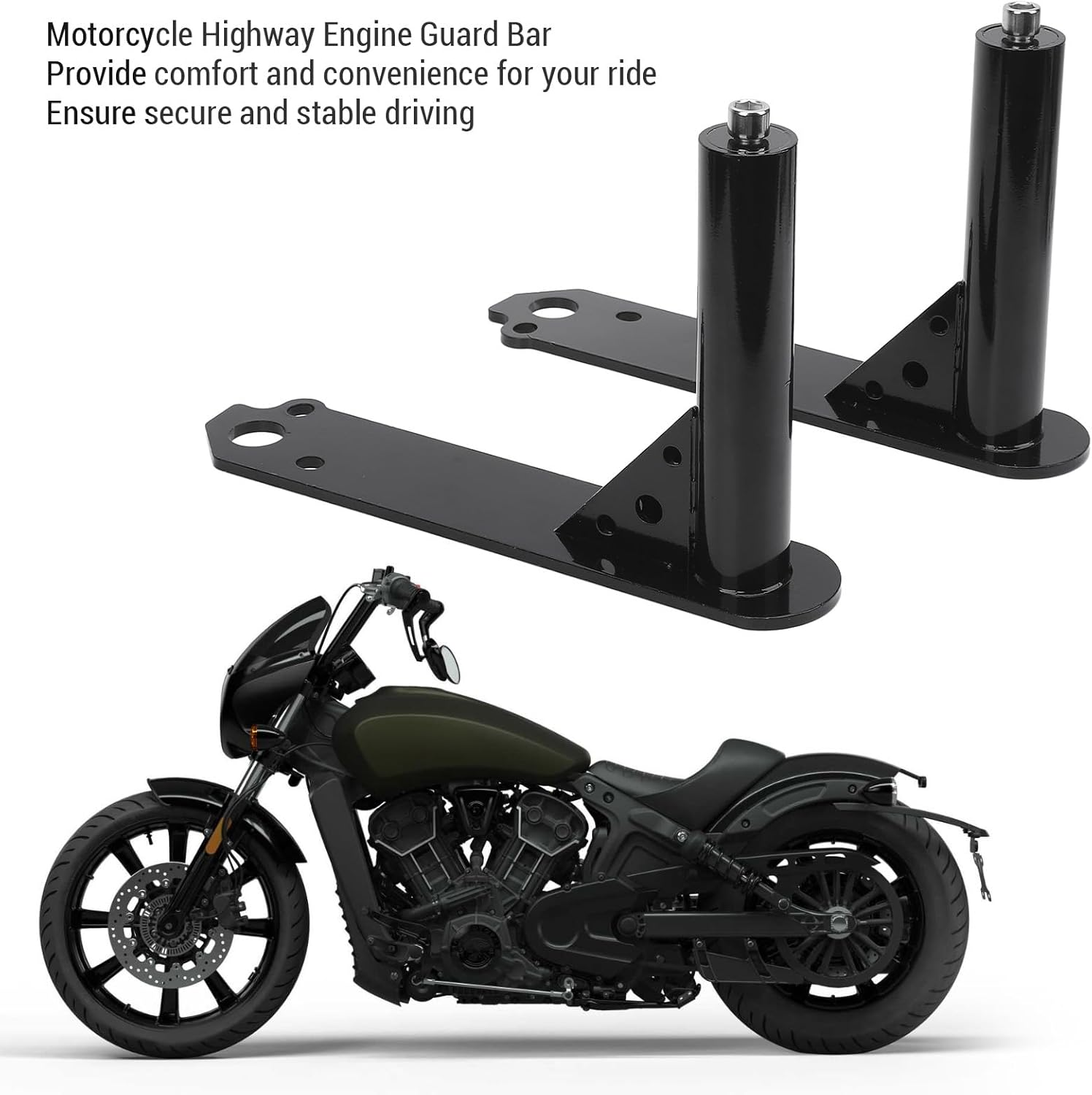 Motorcycle Highway Engine Guard Crash Bar Falling for Indian Scout and Scout Bobber 2014-2023, Stainless Steel Engine Guard Crash Bar Tip-Over image number 4