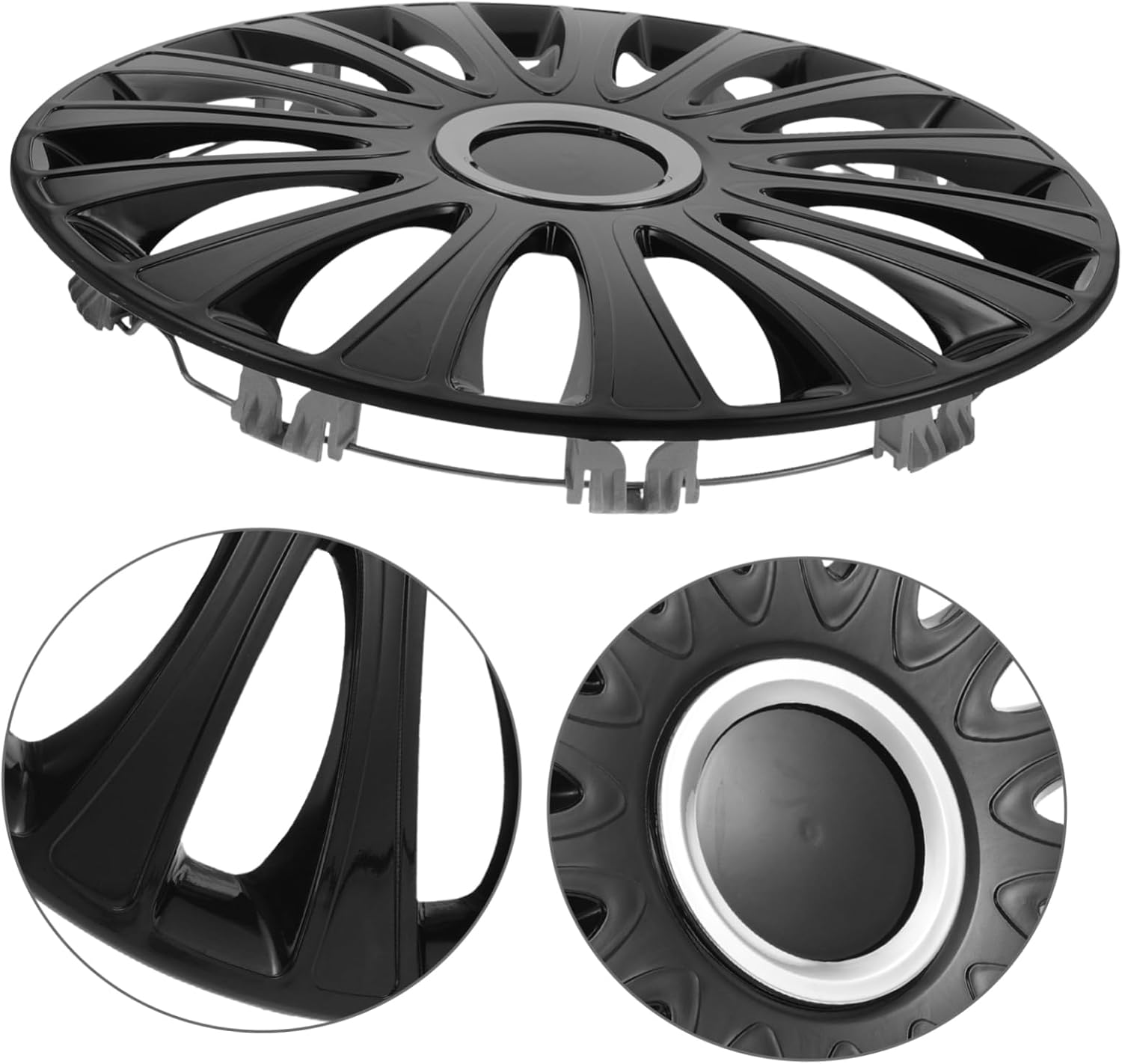 ASAKKURA Universal 14-Inch Automotive Hubcap Wheel Rim Cover, Sturdy Plastic Vehicle Hub Covers for Car Tires, Black Decorative Hub Caps Suitable for Most Cars and Suvs image number 1