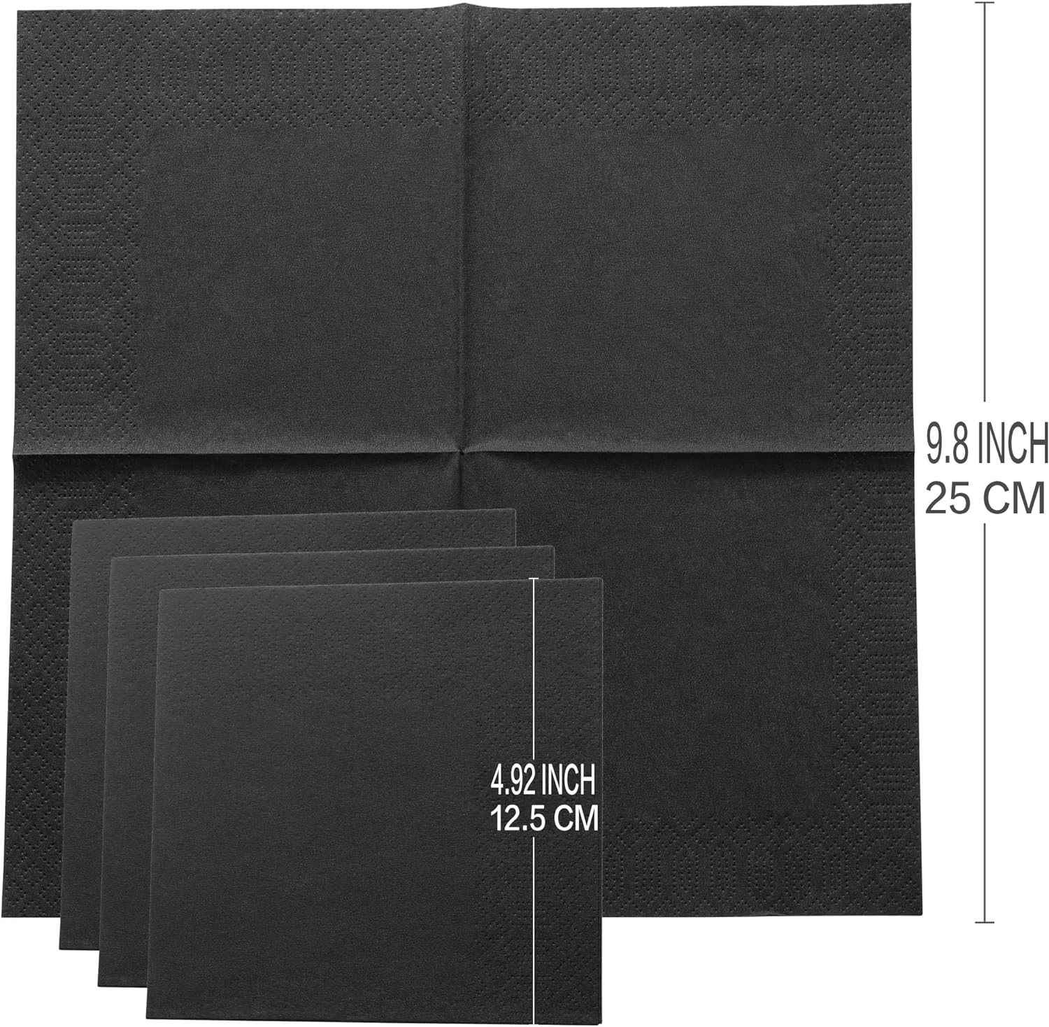 Premium 2 Ply Black Dinner Napkins - Pack of 120 - Elegant for Dining and Parties - Disposable Cocktail Napkins - 9.8" X 9.8" (Paper) image number 4