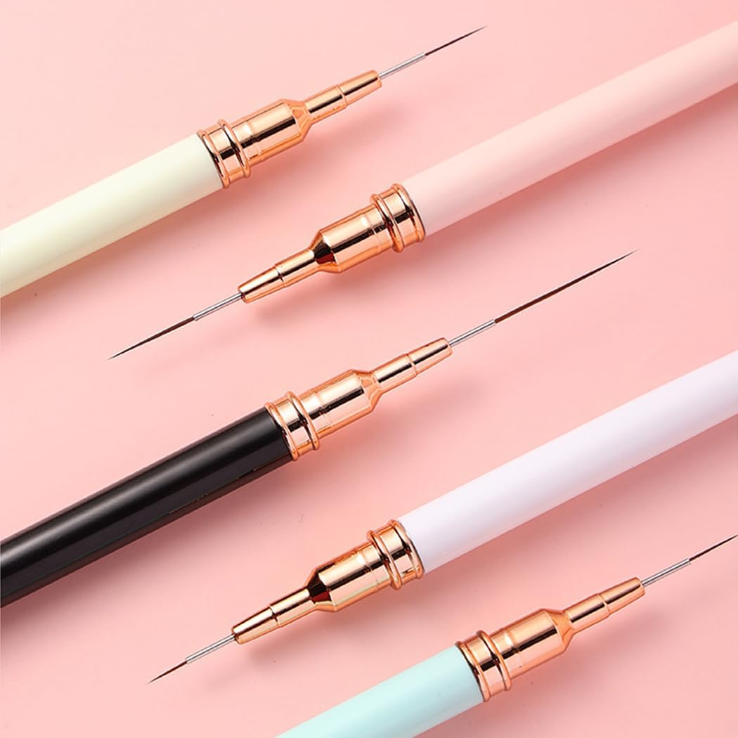 JASSINS Nail Art Liner Brushes, 5Pcs Gel Polish Painting Art Design Pen Set Striping Brushes for Thin Long Lines, Tiny Details, Fine Drawing, Delicate Coloring Sizes 7/9/11/15/25Mm image number 2