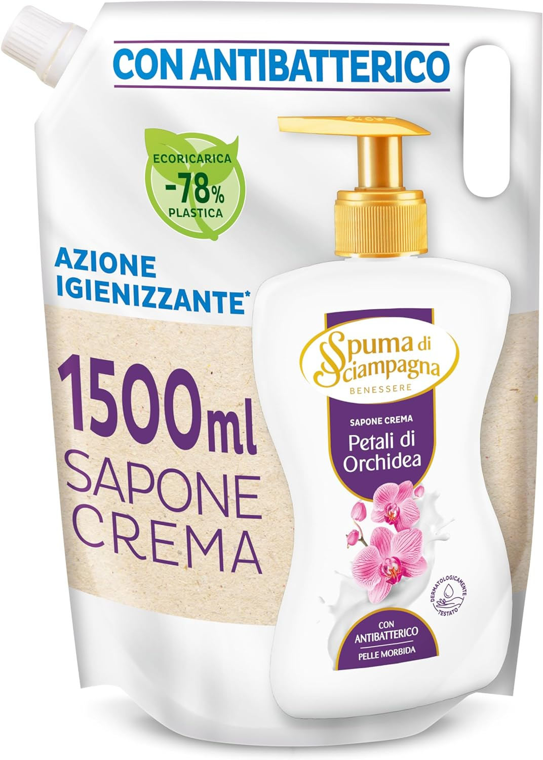 Ecoricaric Shampagna Foam Liquid Soap Hands Amethyst and Orchid - 1500 Ml